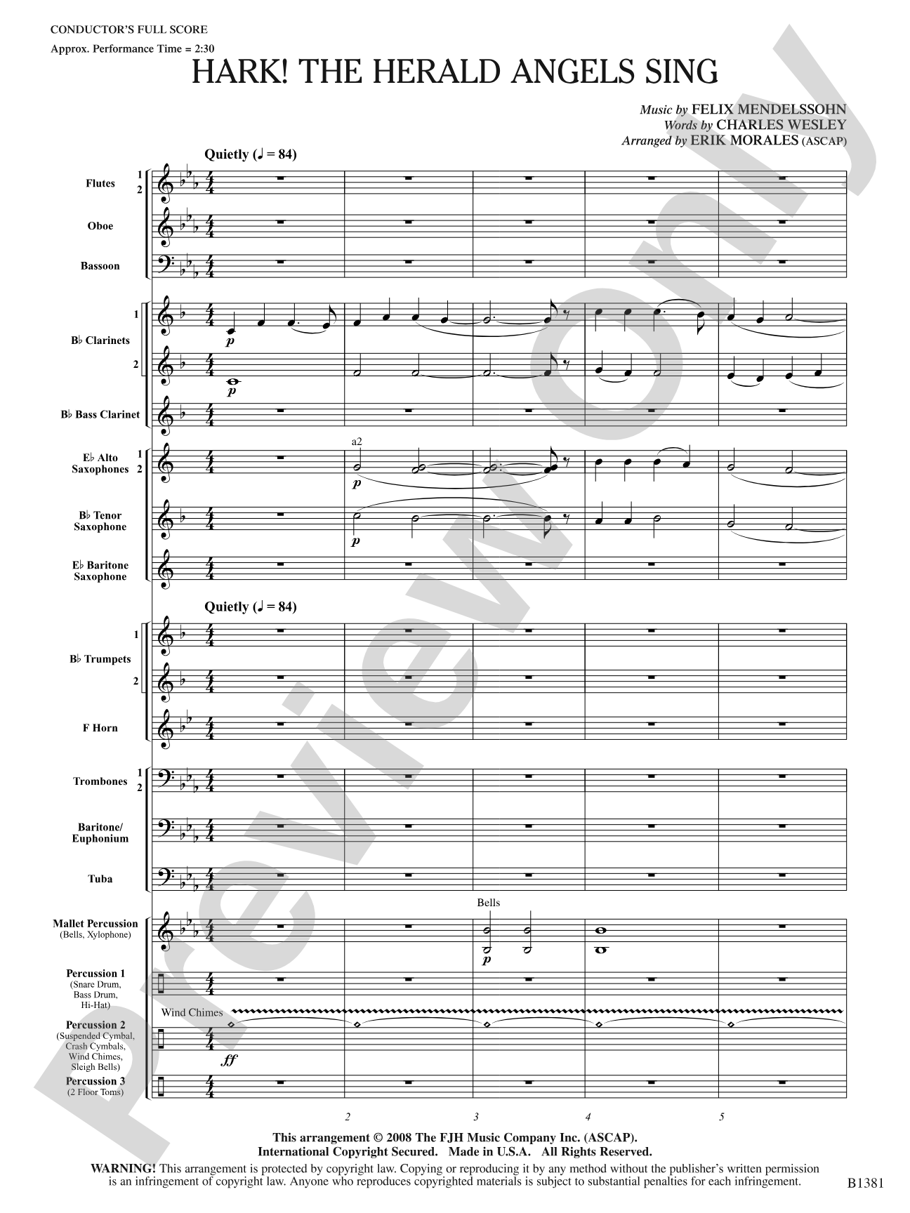 Hark! The Herald Angels Sing: Score: Concert Band