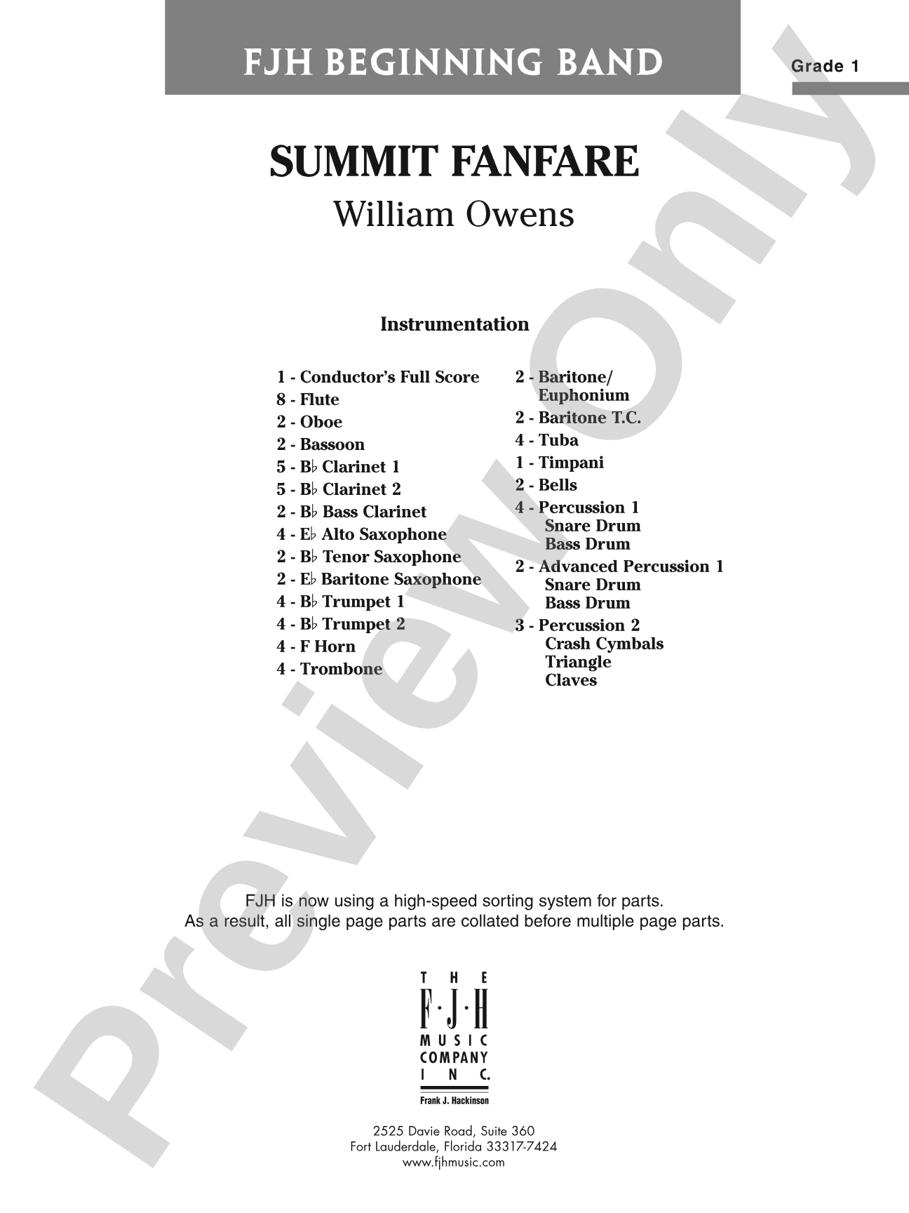 Summit Fanfare: Concert Band Conductor Score & Parts