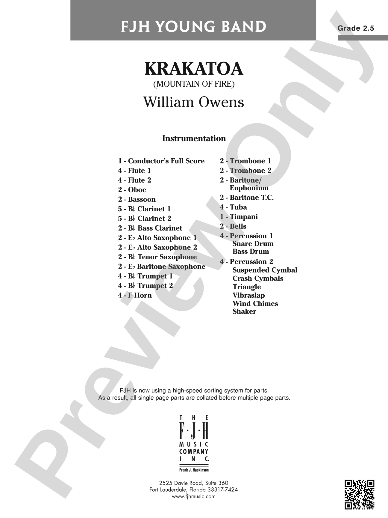Krakatoa (Mountain of Fire): Concert Band Conductor Score & Parts