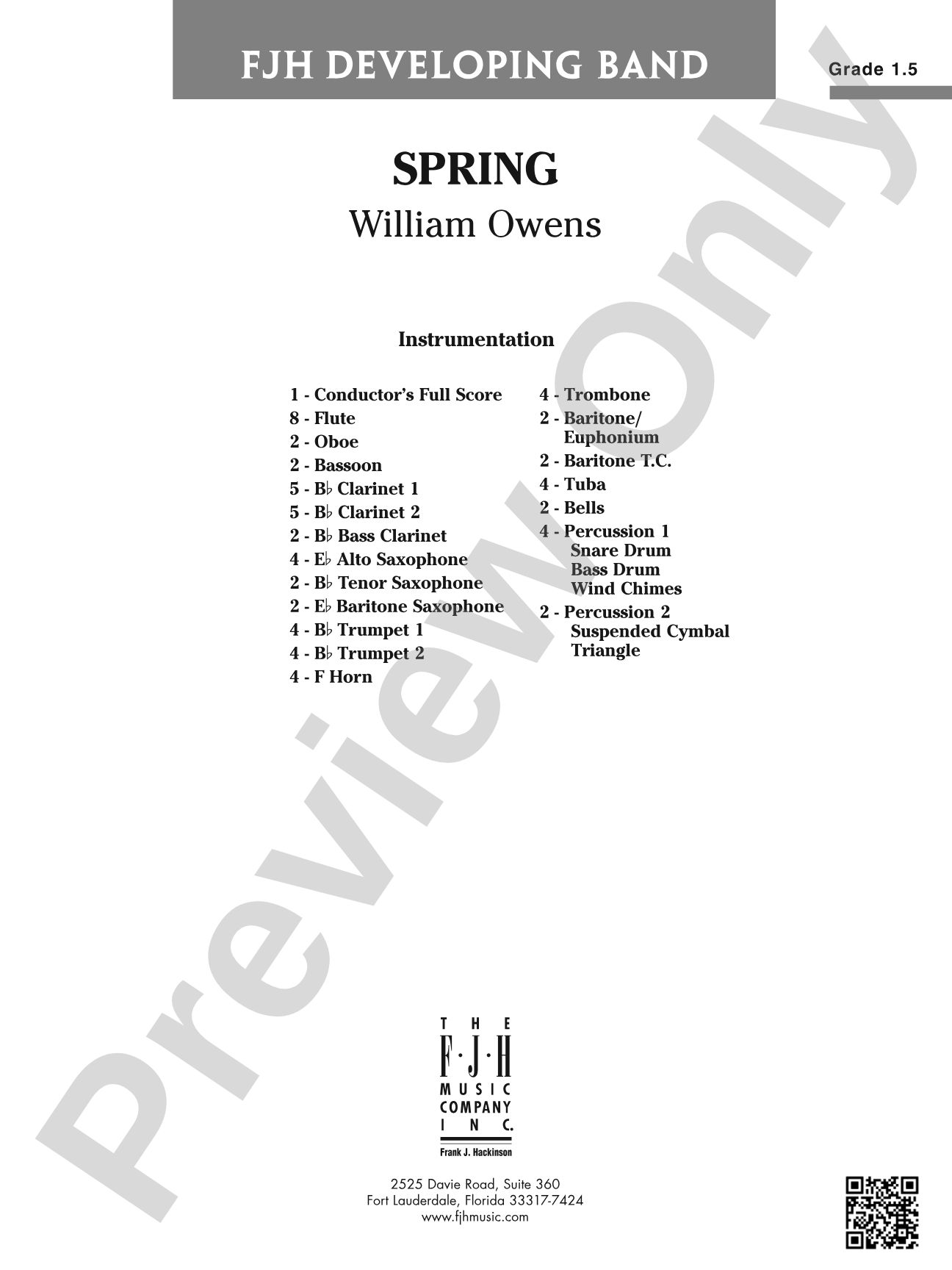 Spring: Concert Band Conductor Score & Parts