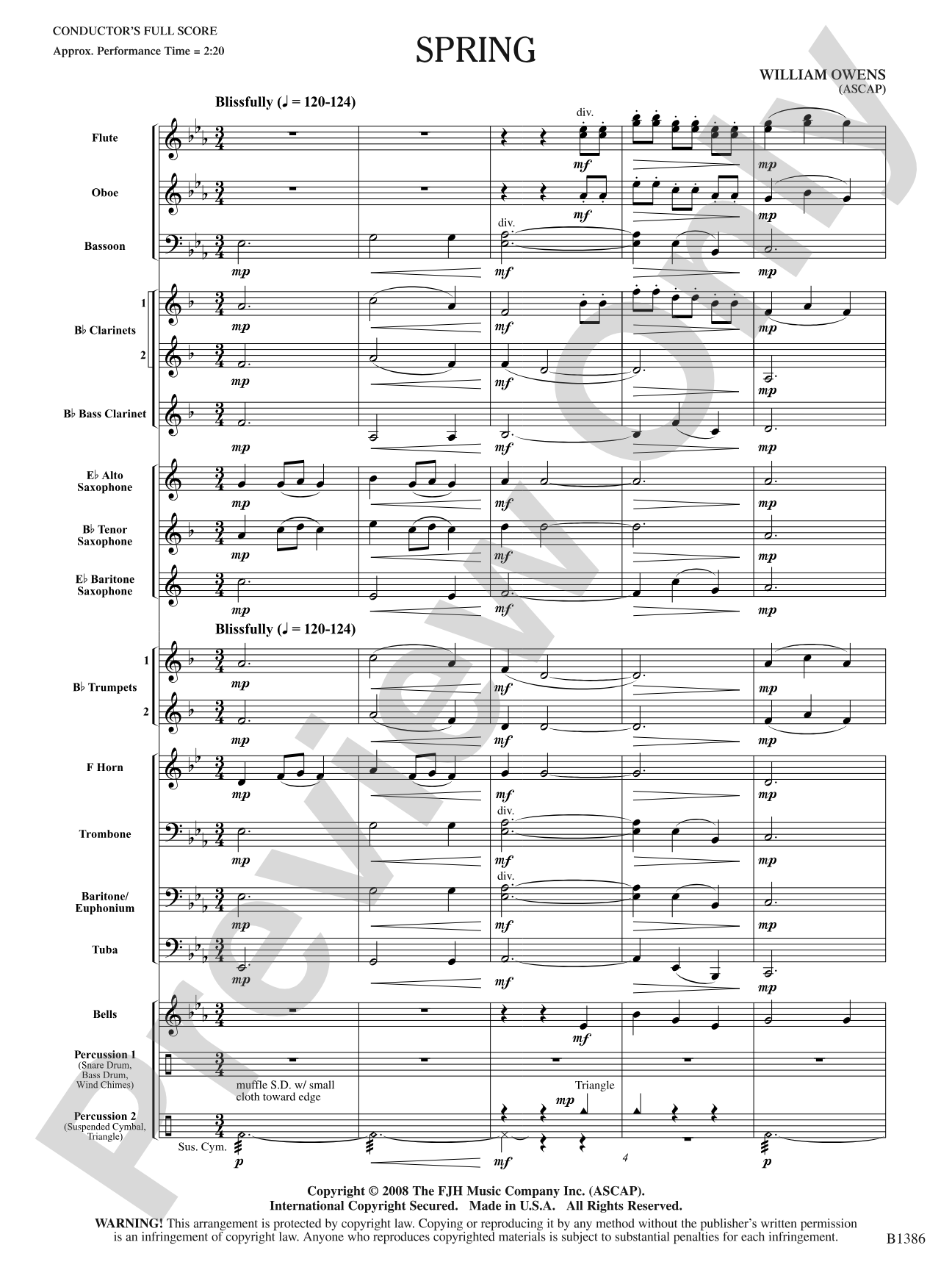 Spring: Concert Band Conductor Score & Parts