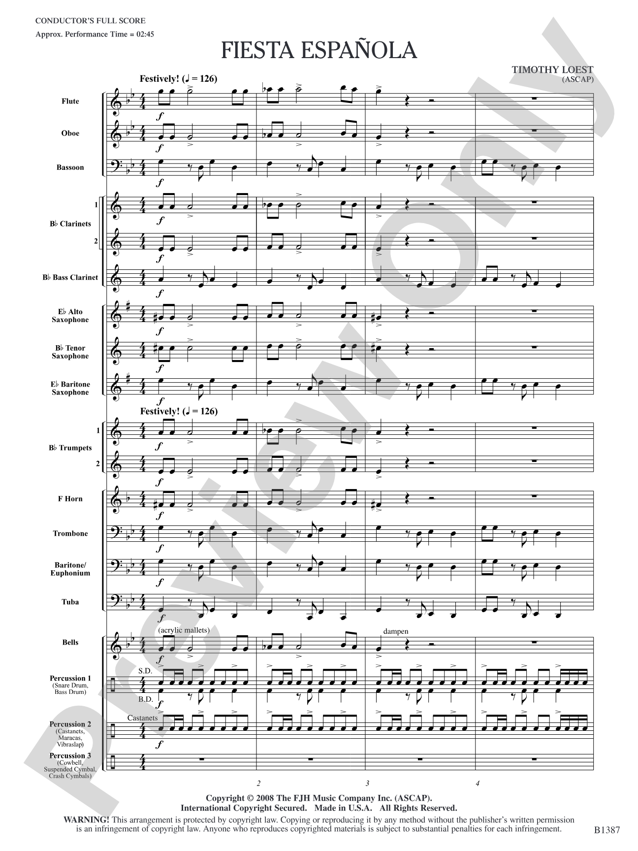 Fiesta Española: Concert Band Conductor Score & Parts