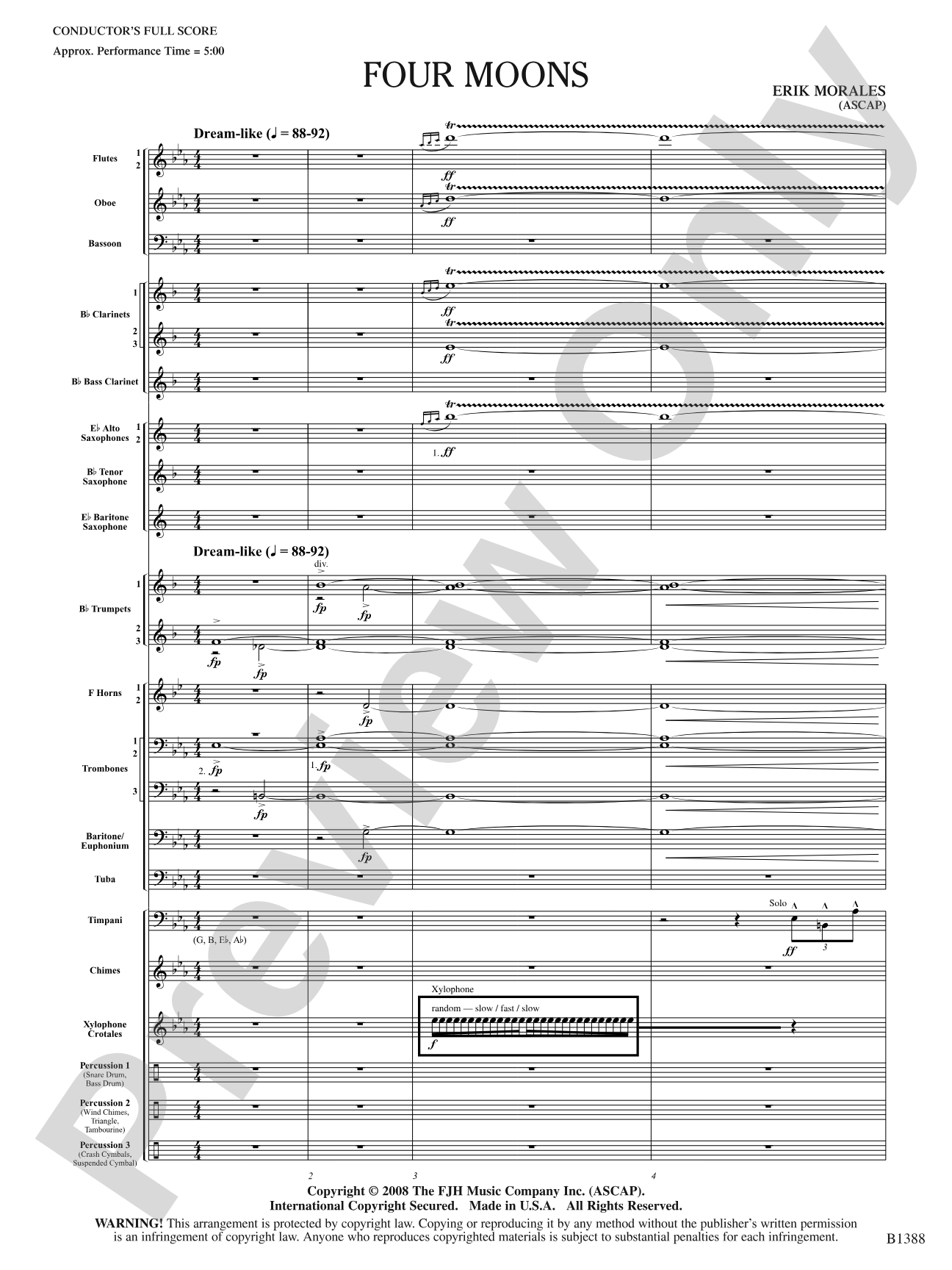 Four Moons: Concert Band Conductor Score & Parts