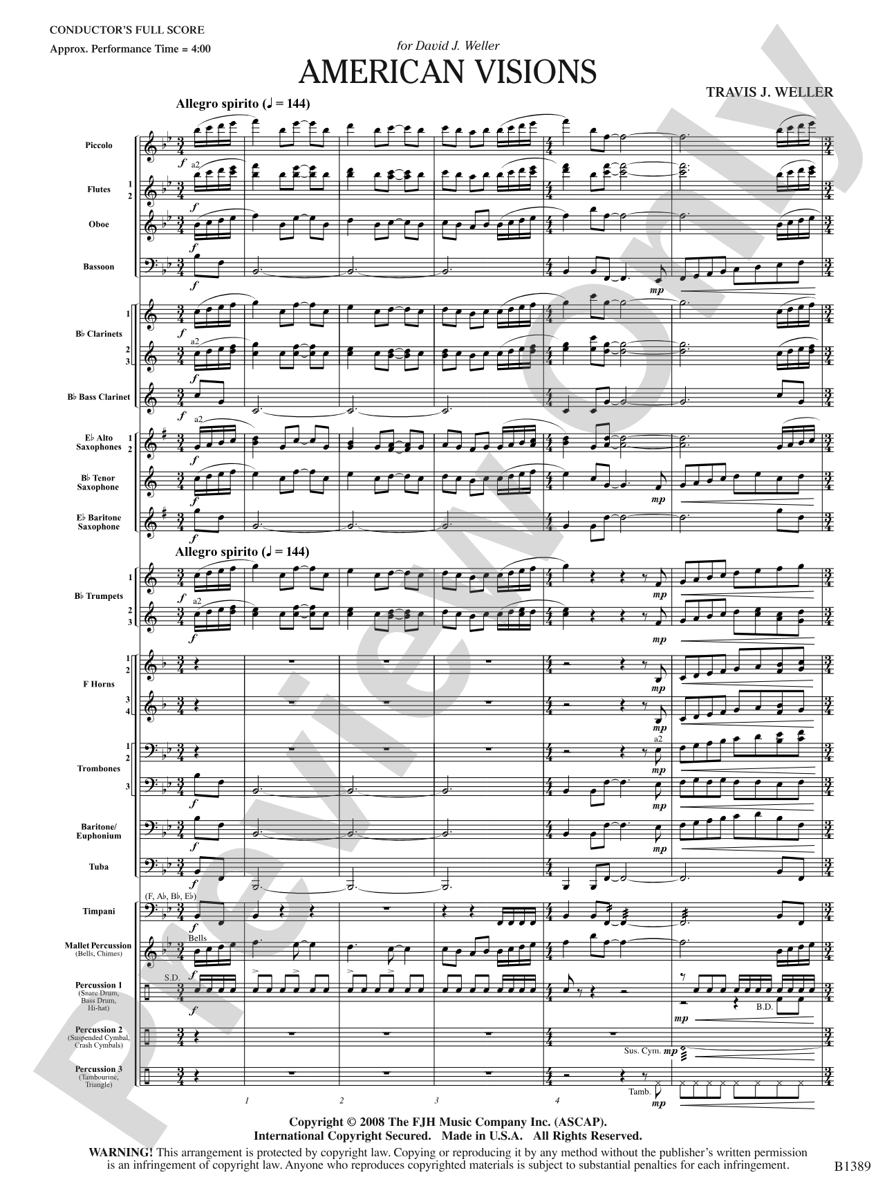 American Visions: Concert Band Conductor Score & Parts