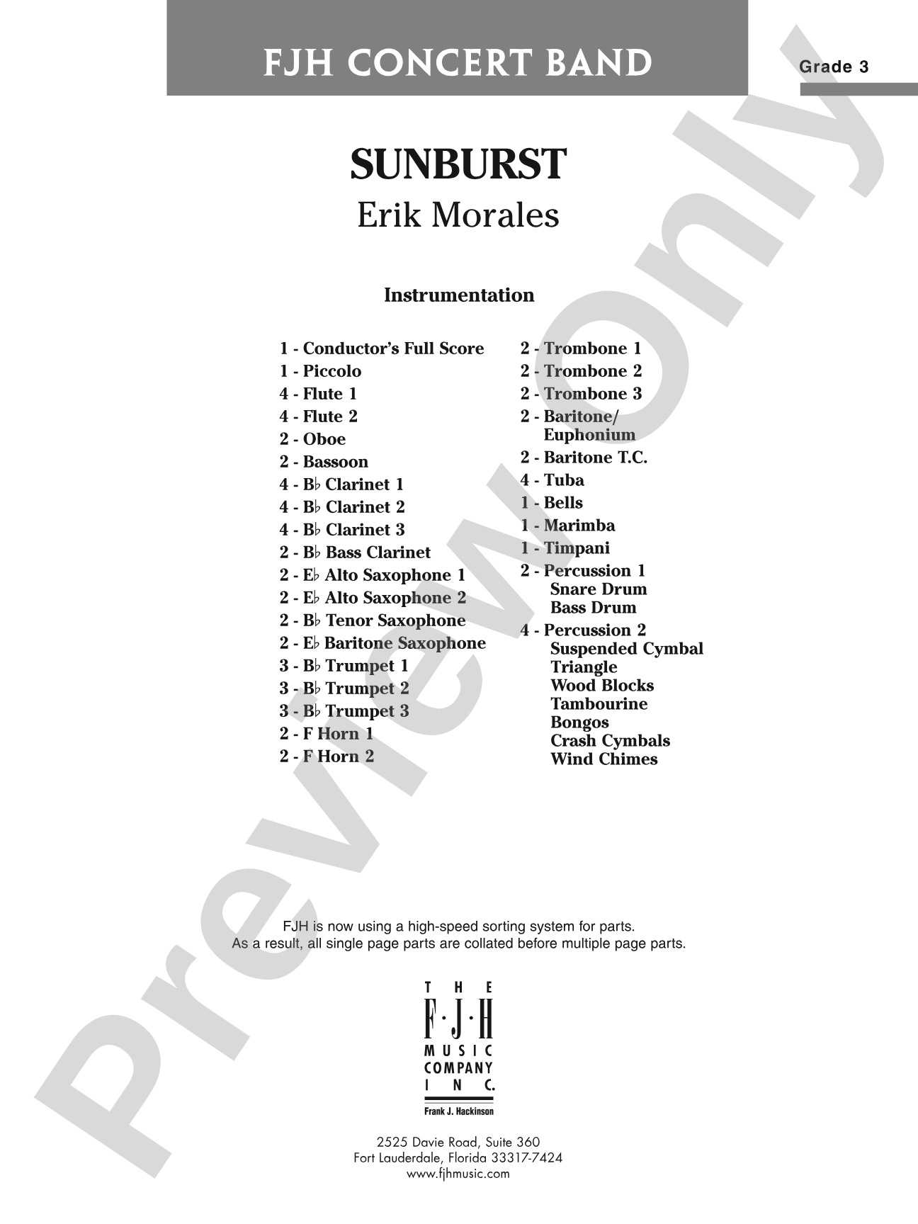 Sunburst: Concert Band Conductor Score & Parts