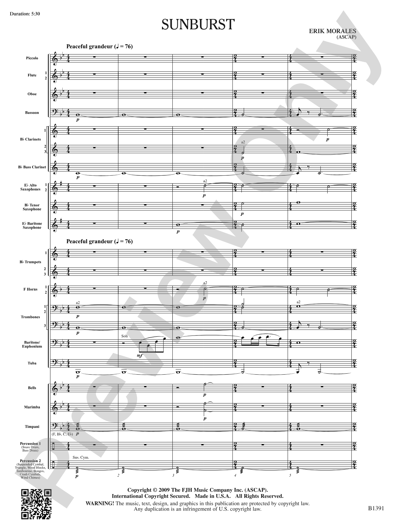 Sunburst: Concert Band Conductor Score & Parts