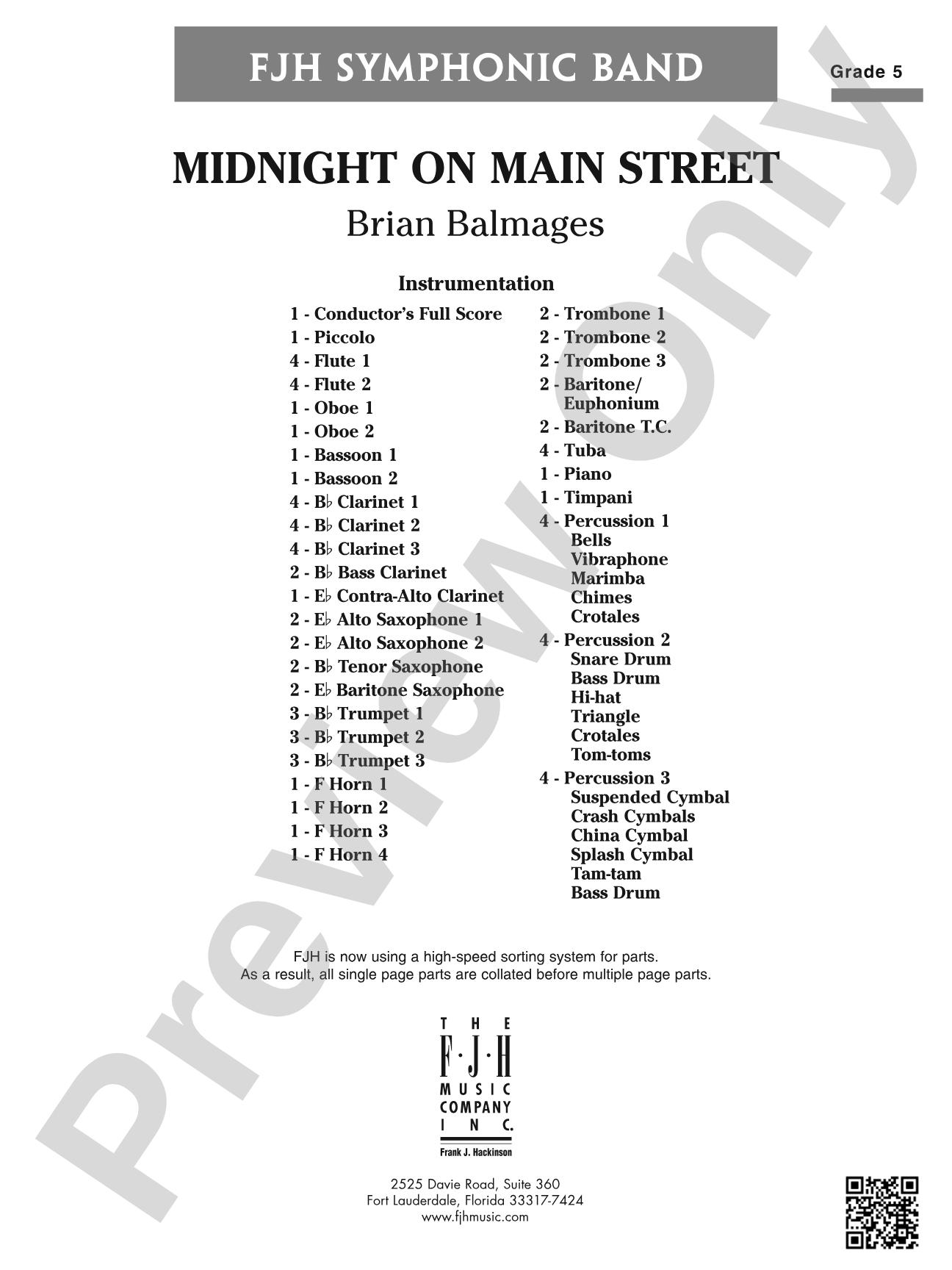 Midnight on Main Street: Score
