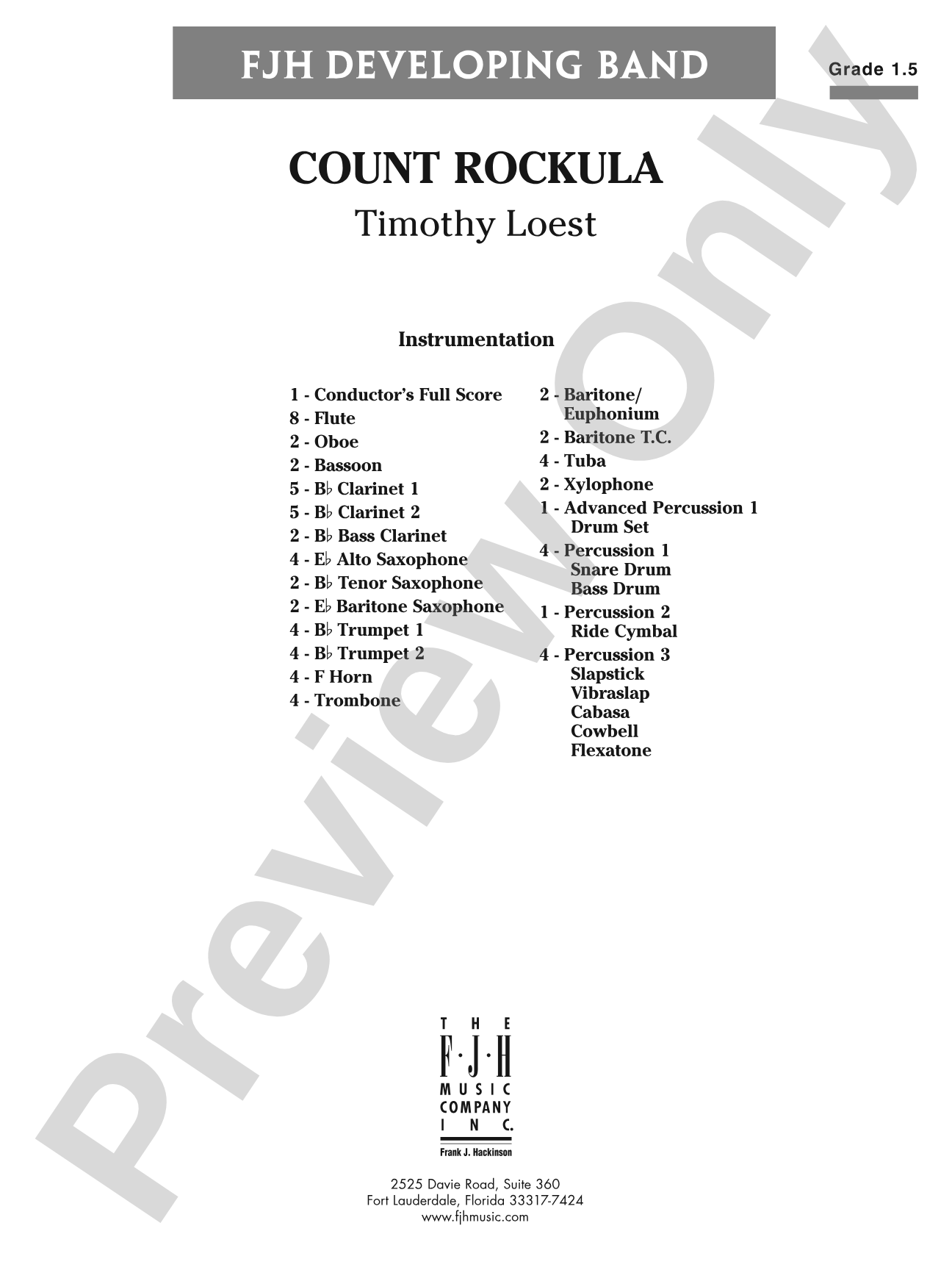 Count Rockula: Concert Band Conductor Score & Parts