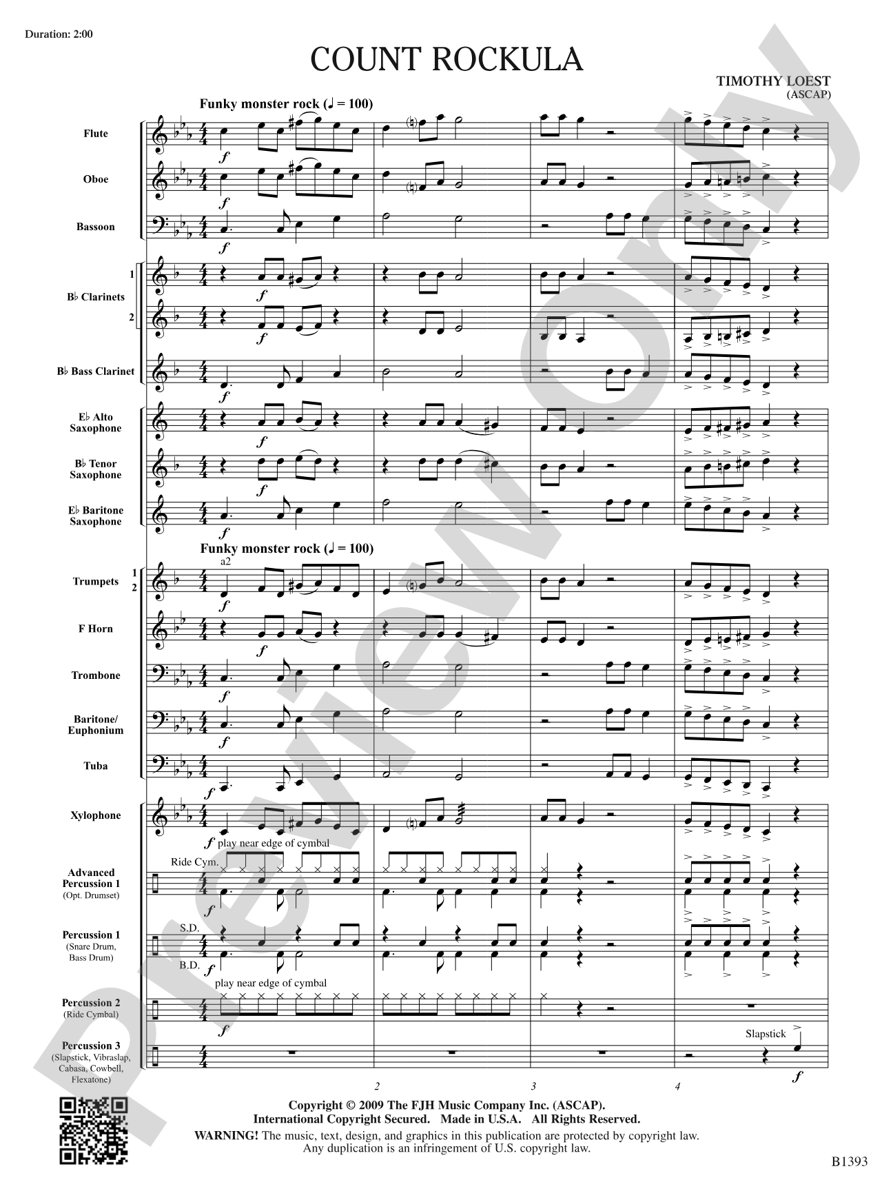 Count Rockula: Concert Band Conductor Score & Parts