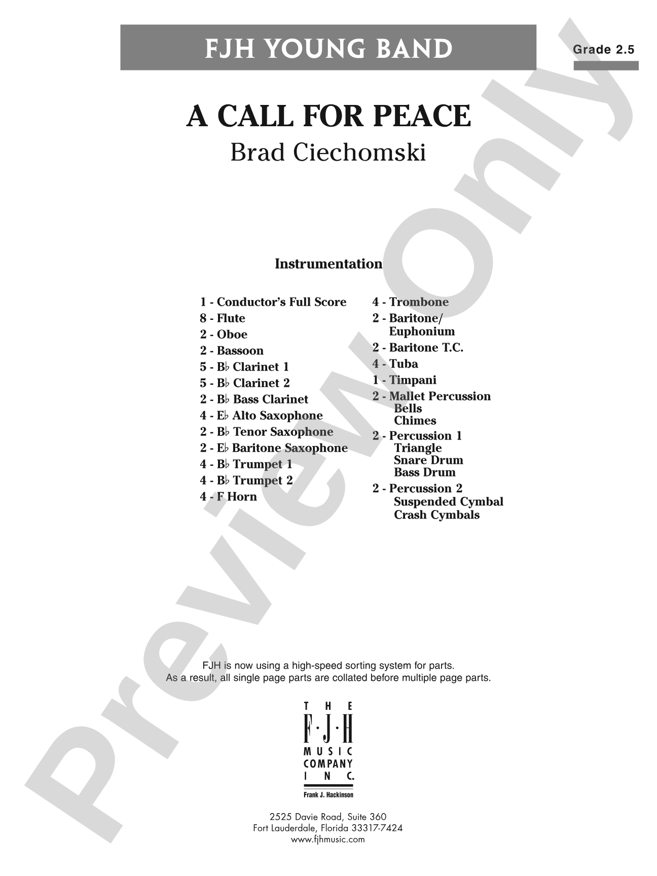 A Call for Peace: Concert Band Conductor Score & Parts