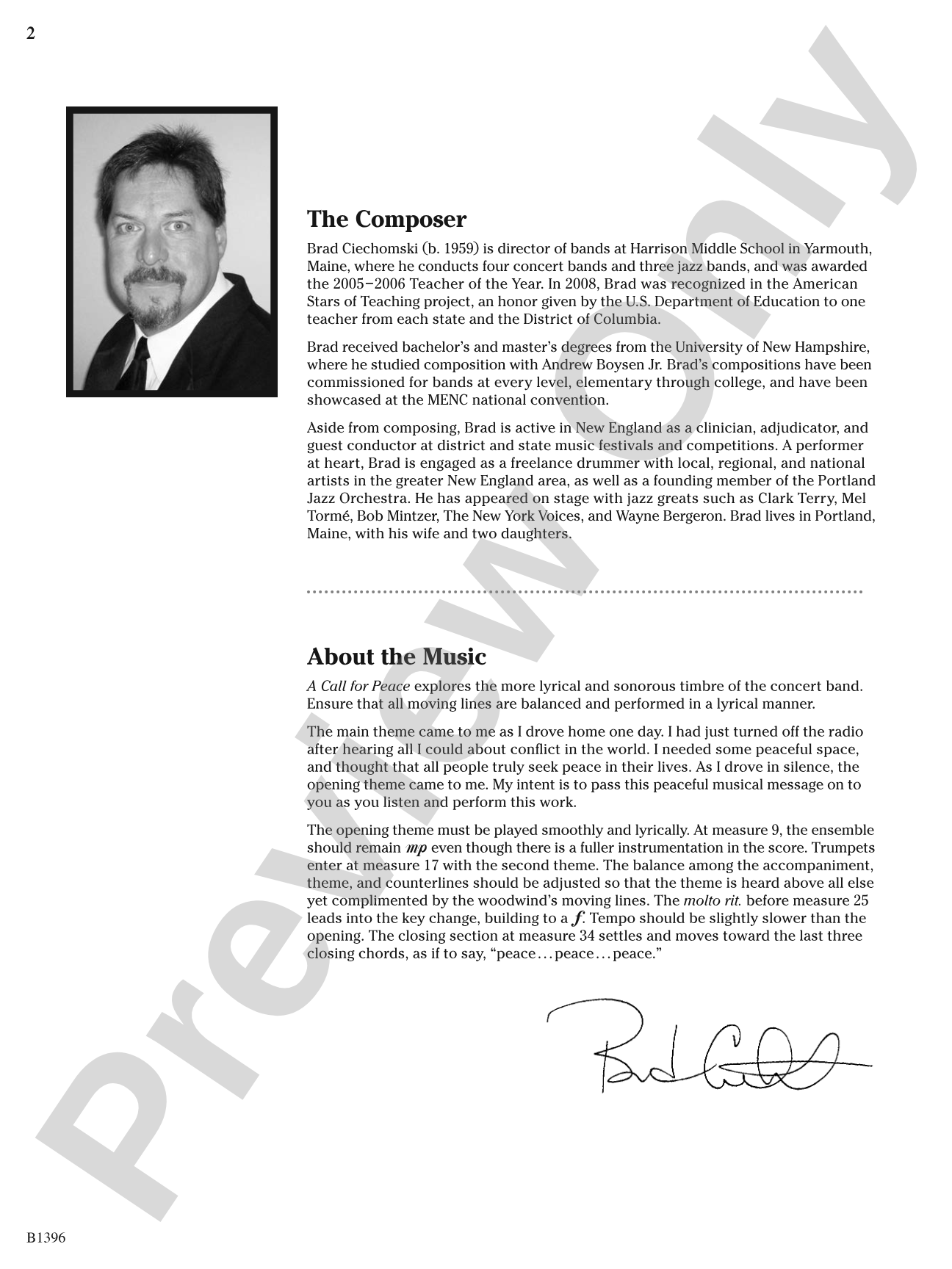 A Call for Peace: Concert Band Conductor Score & Parts