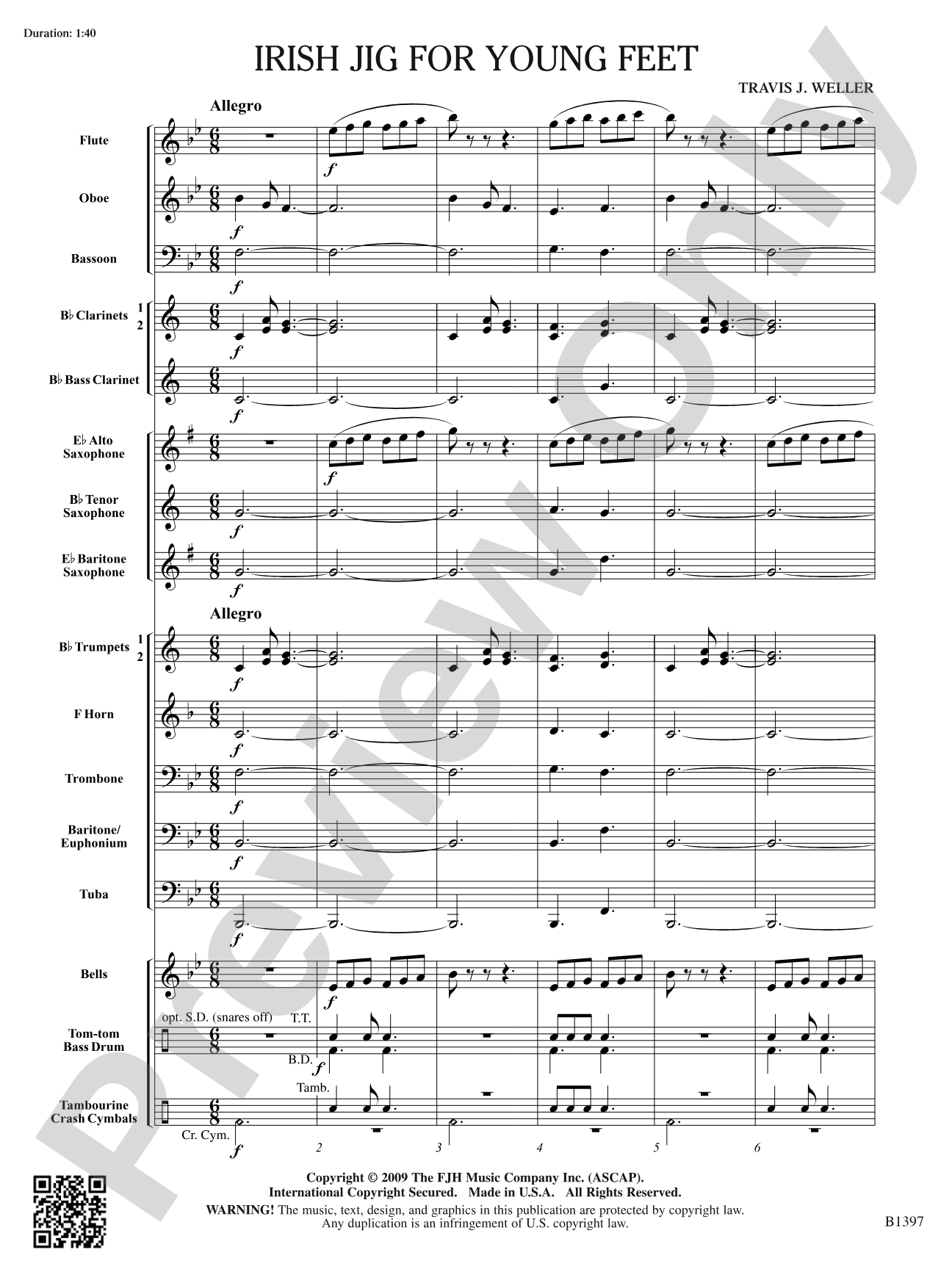 Irish Jig for Young Feet: Concert Band Conductor Score & Parts