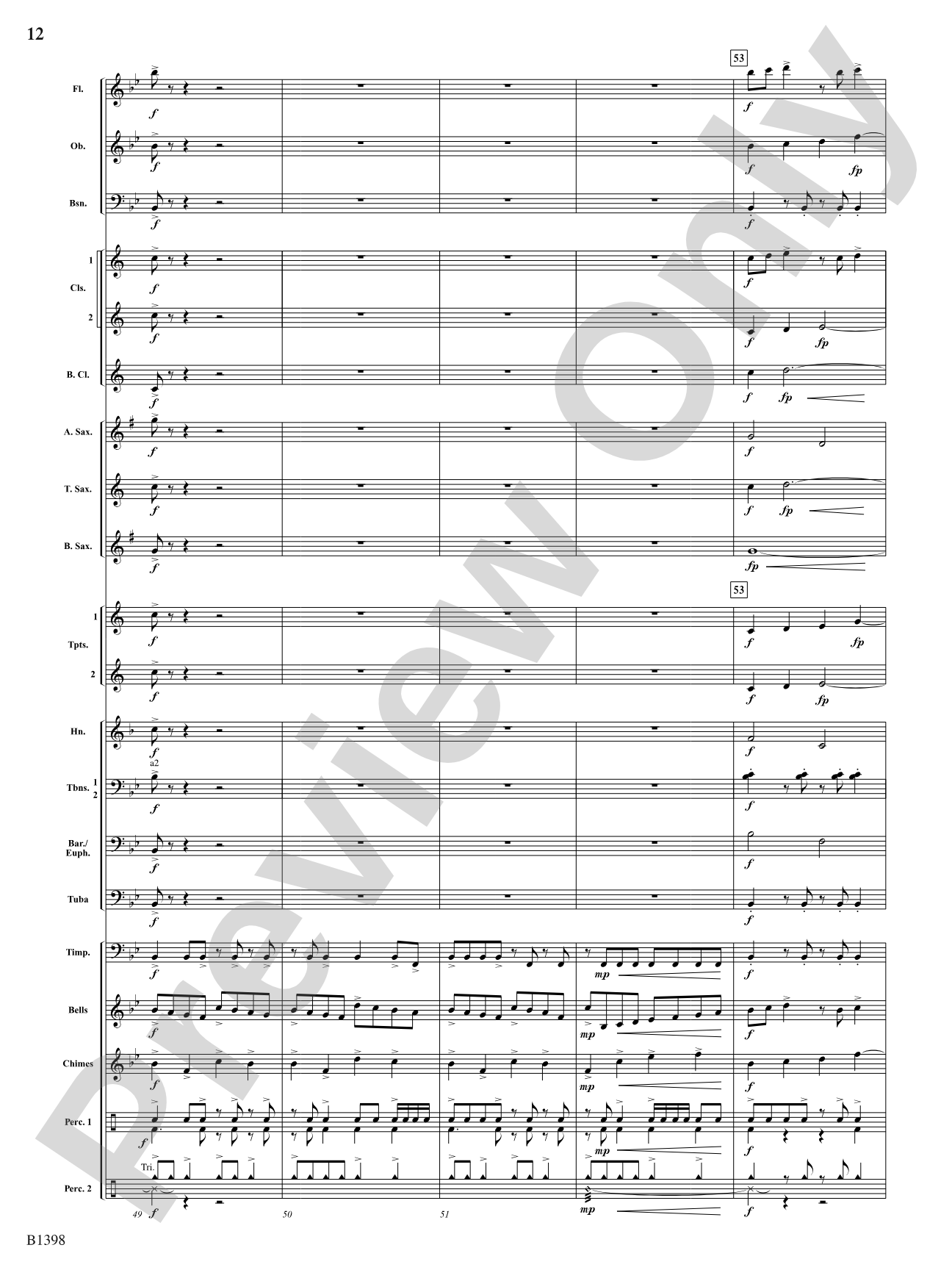 Fanfare of the Bells: Concert Band Conductor Score & Parts