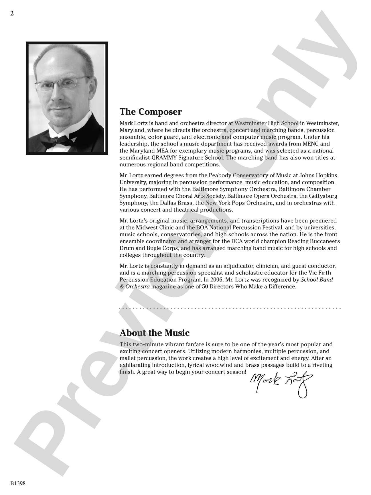 Fanfare of the Bells: Concert Band Conductor Score & Parts