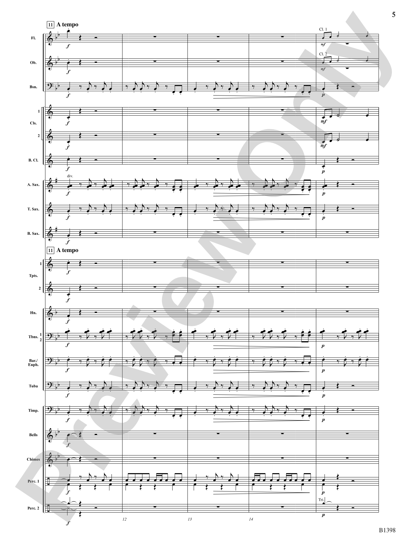 Fanfare of the Bells: Concert Band Conductor Score & Parts