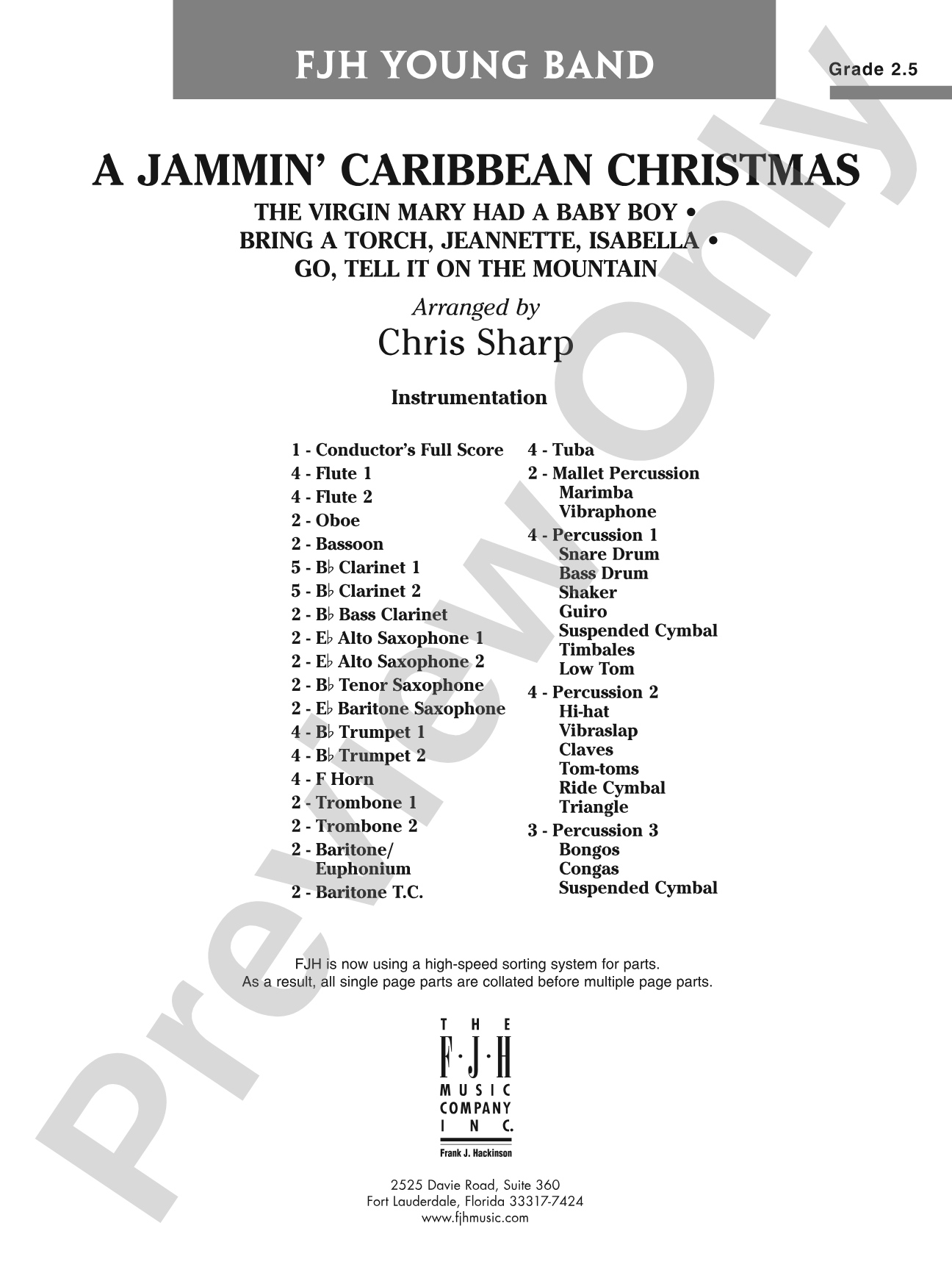 A Jammin' Caribbean Christmas: Concert Band Conductor Score & Parts