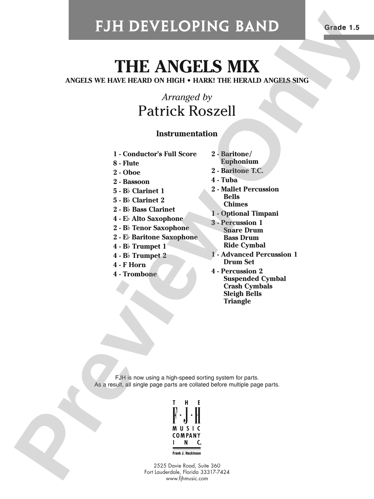 The Angels Mix: Concert Band Conductor Score & Parts