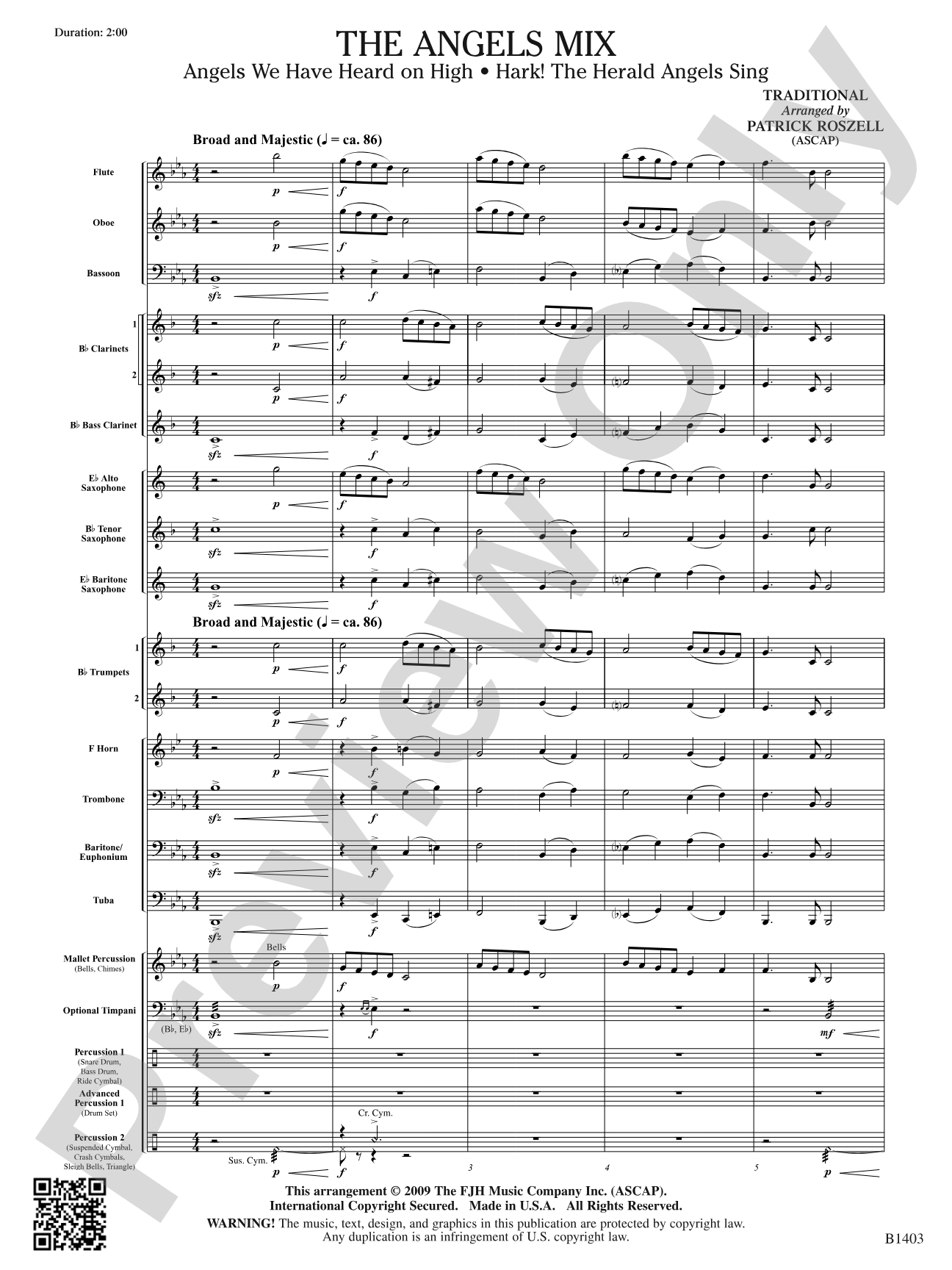 The Angels Mix: Concert Band Conductor Score & Parts