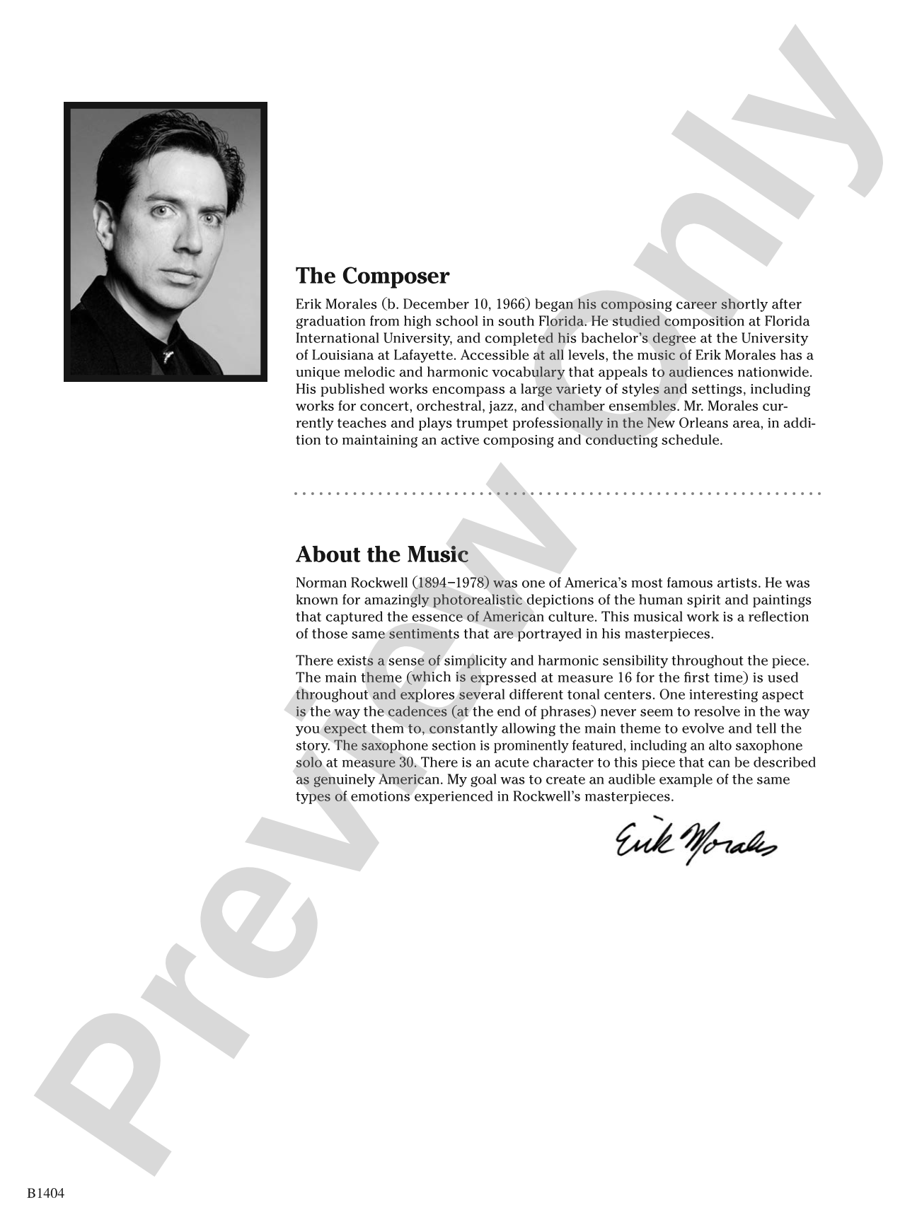 Rockwell Portrait: Concert Band Conductor Score & Parts