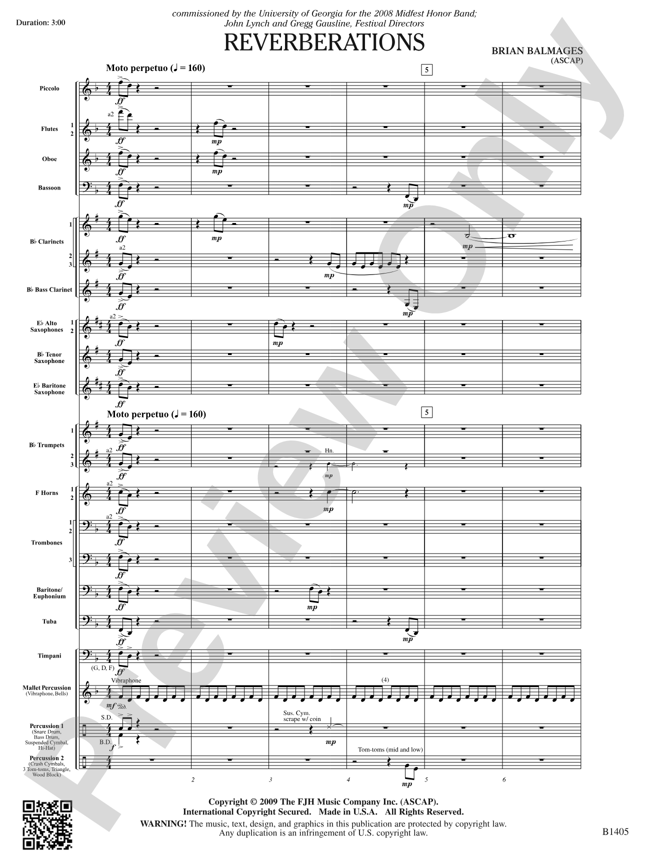 Reverberations: Concert Band Conductor Score & Parts