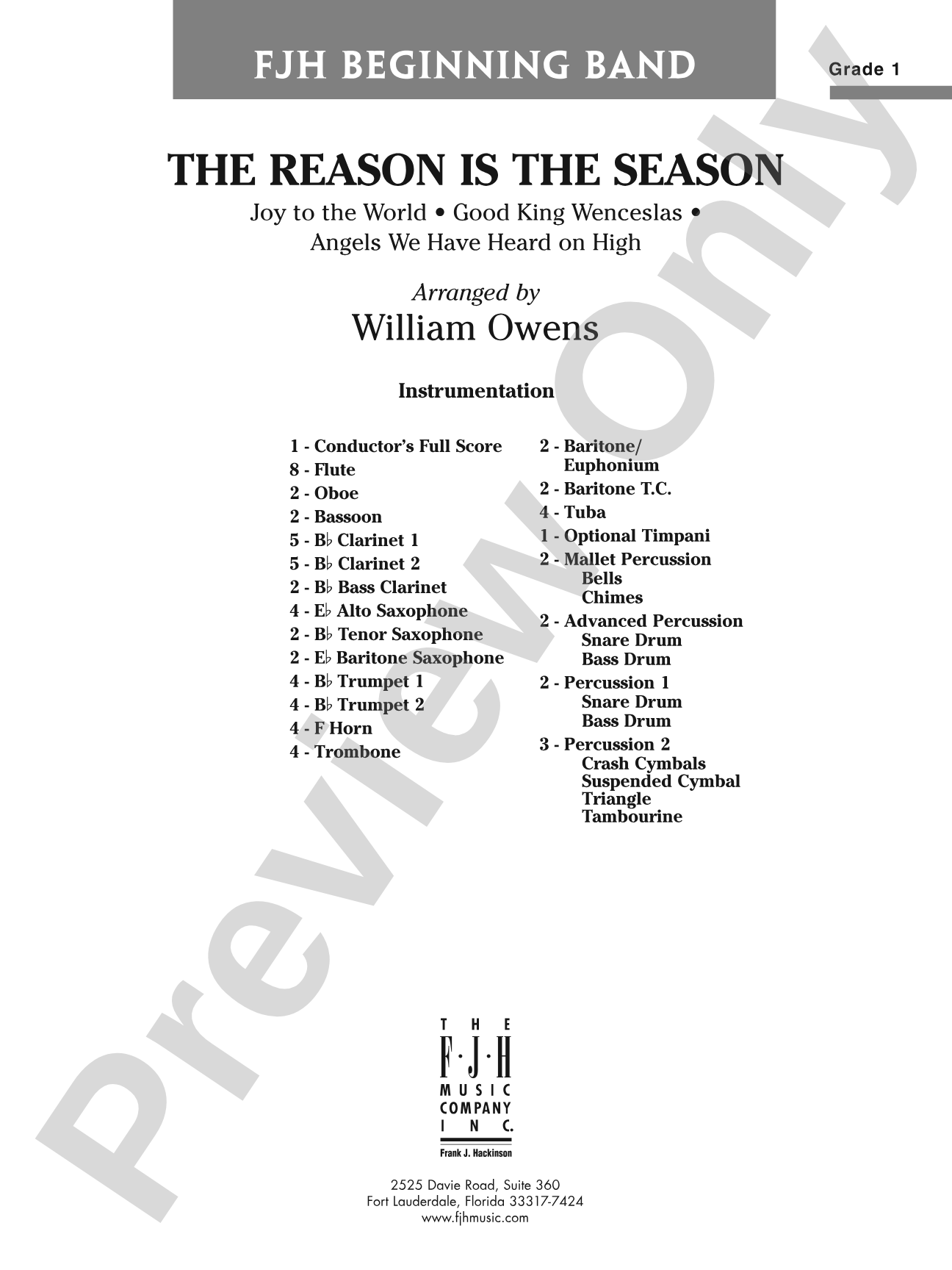 The Reason Is the Season: Concert Band Conductor Score & Parts