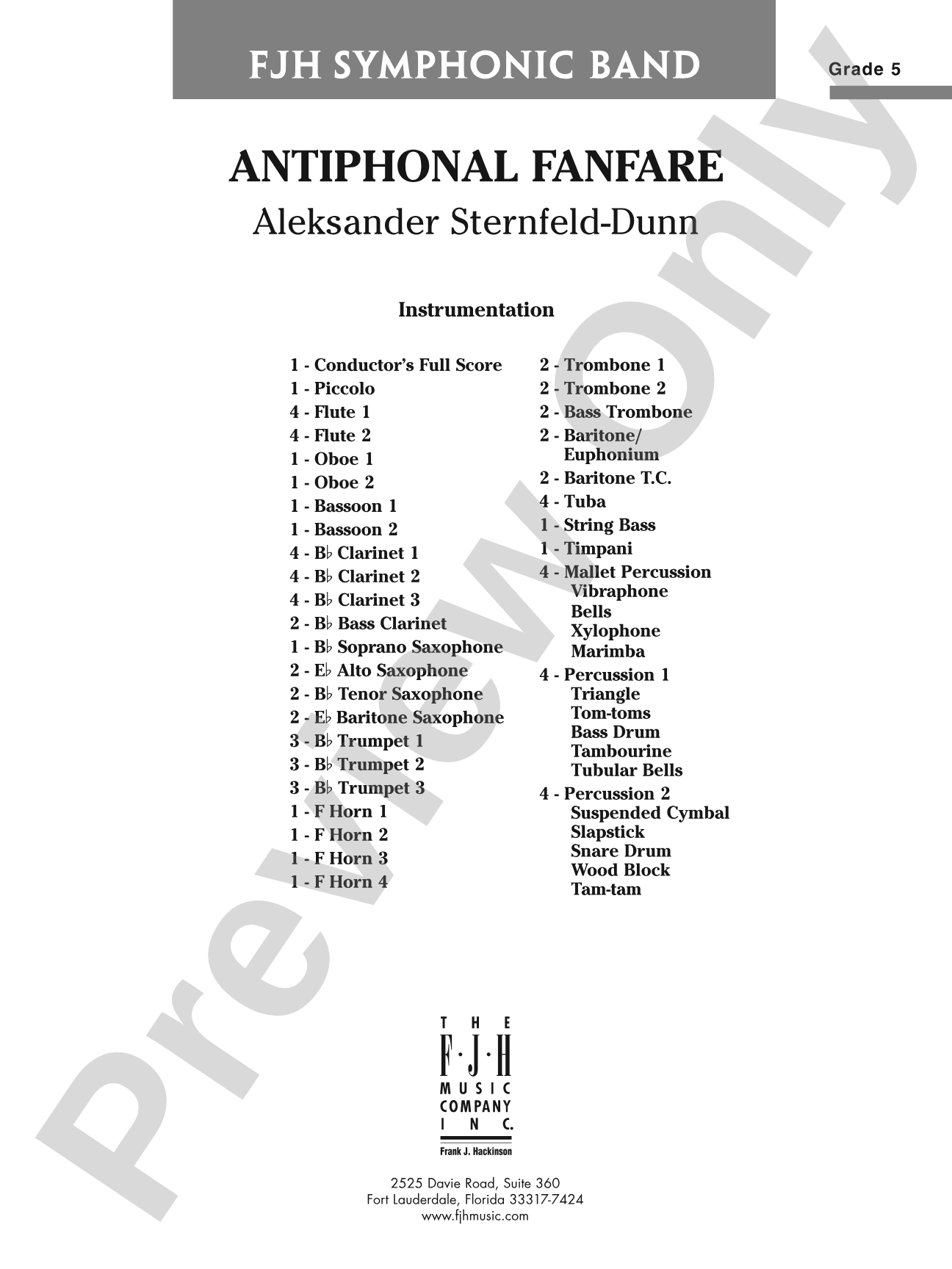 Antiphonal Fanfare: Concert Band Conductor Score & Parts