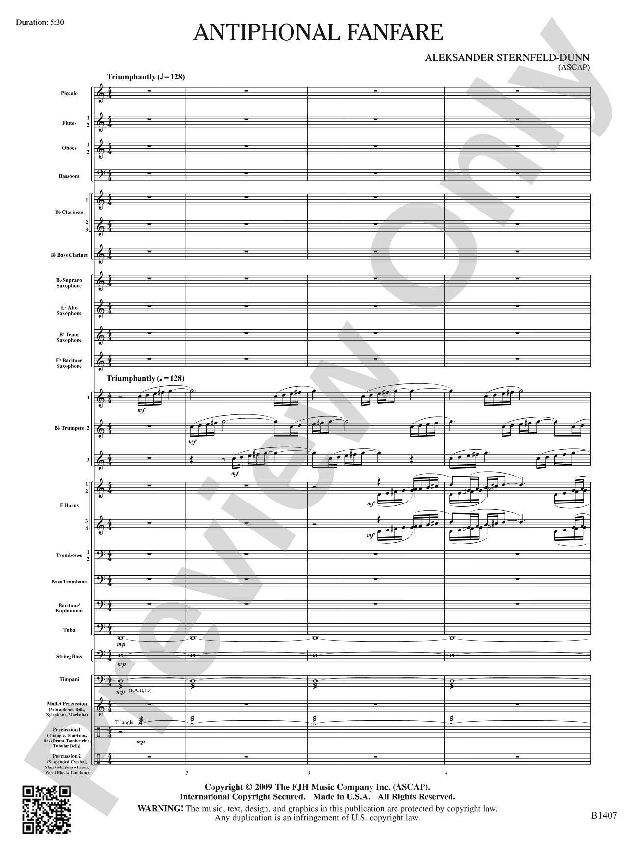 Antiphonal Fanfare: Concert Band Conductor Score & Parts
