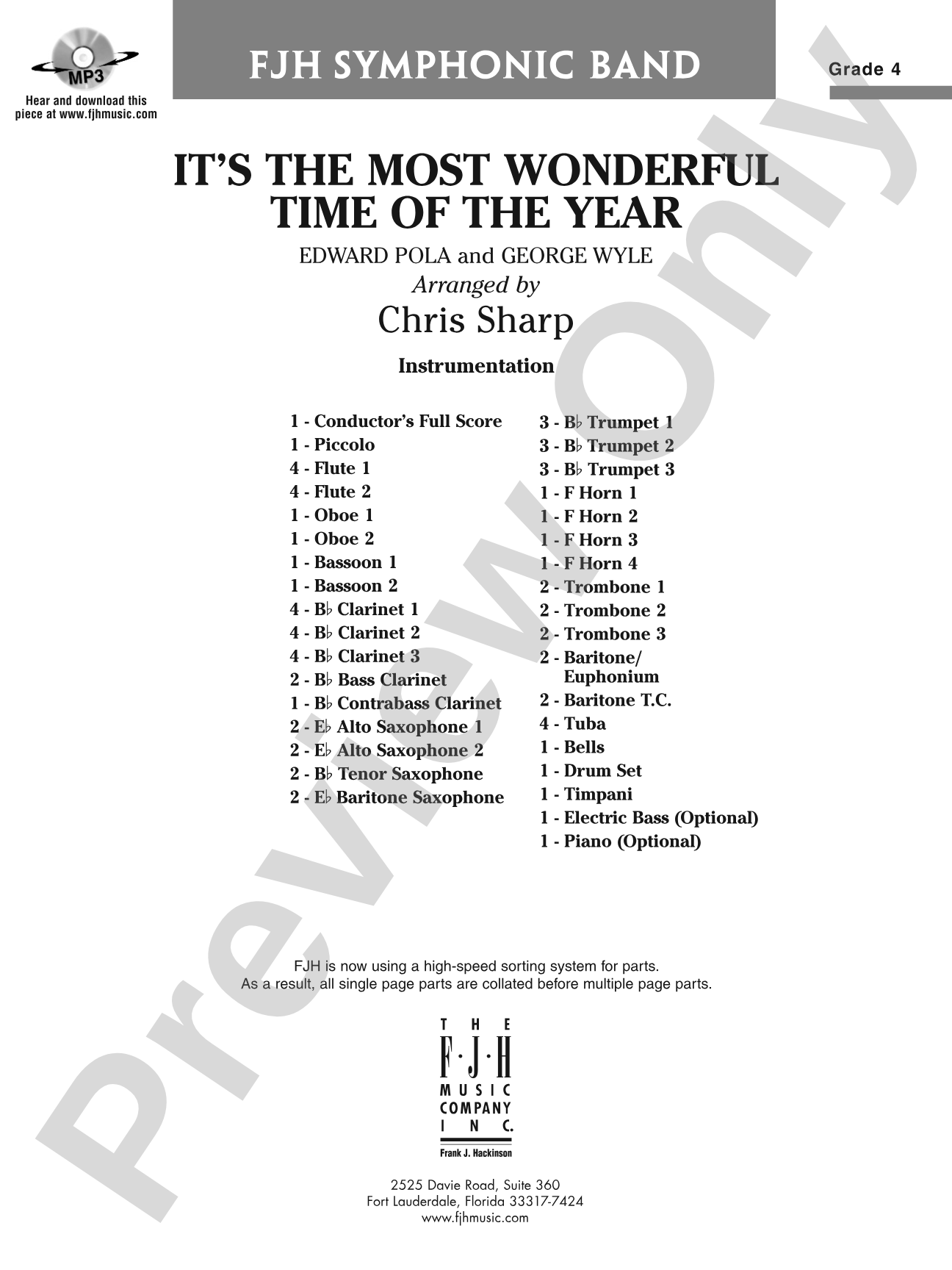 It's the Most Wonderful Time of the Year: Score: Concert Band