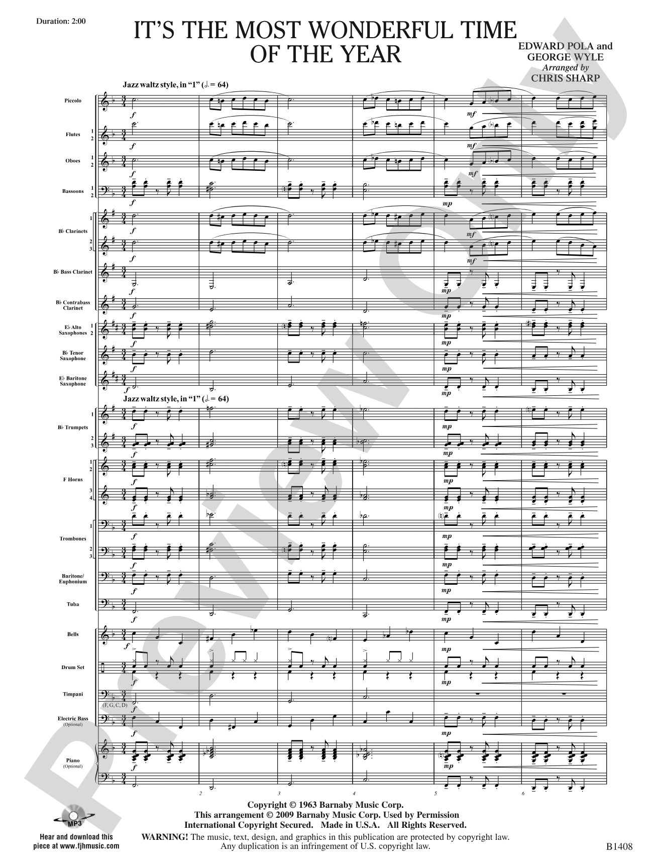 It's the Most Wonderful Time of the Year: Score: Concert Band