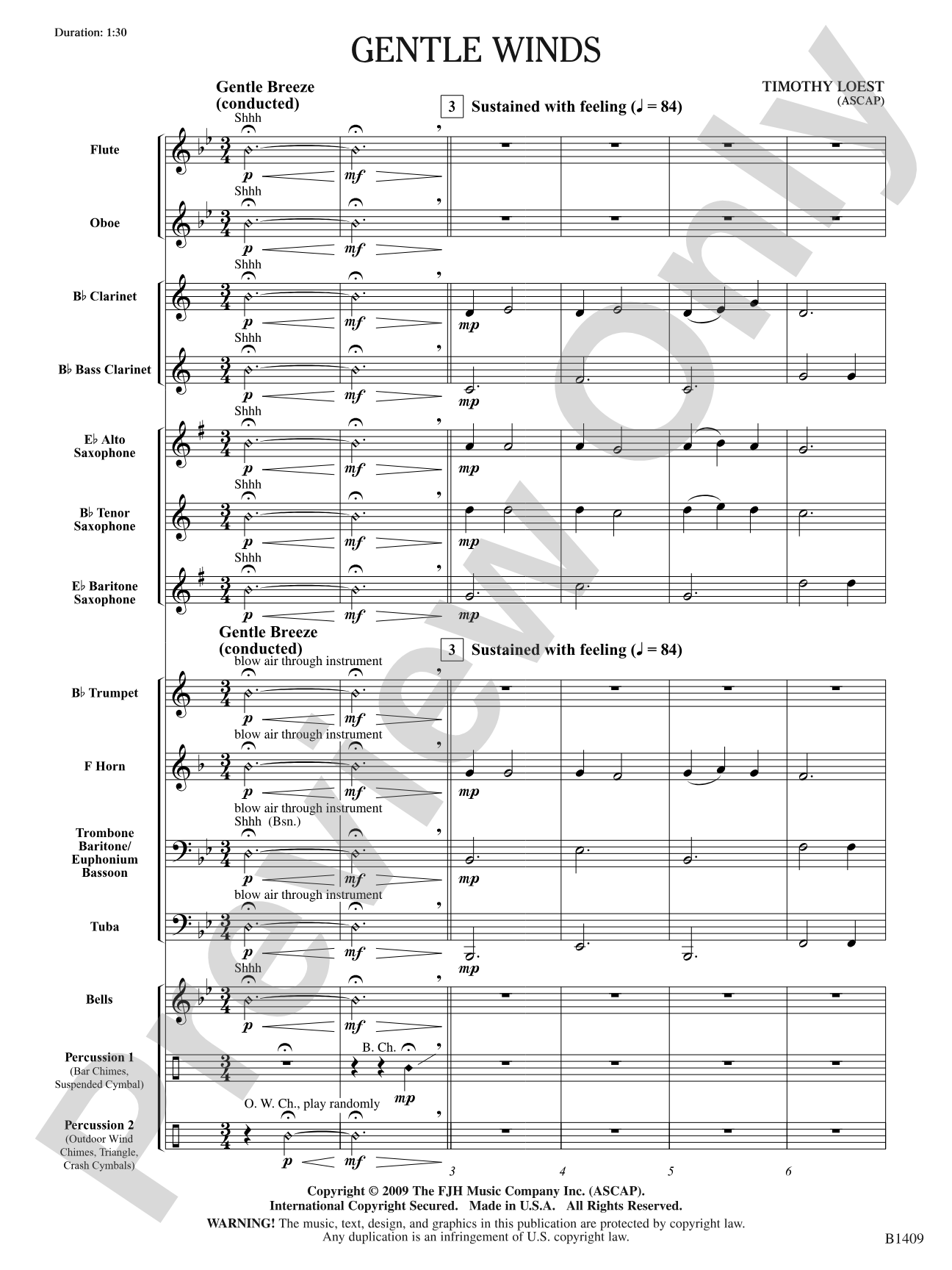 Gentle Winds: Score
