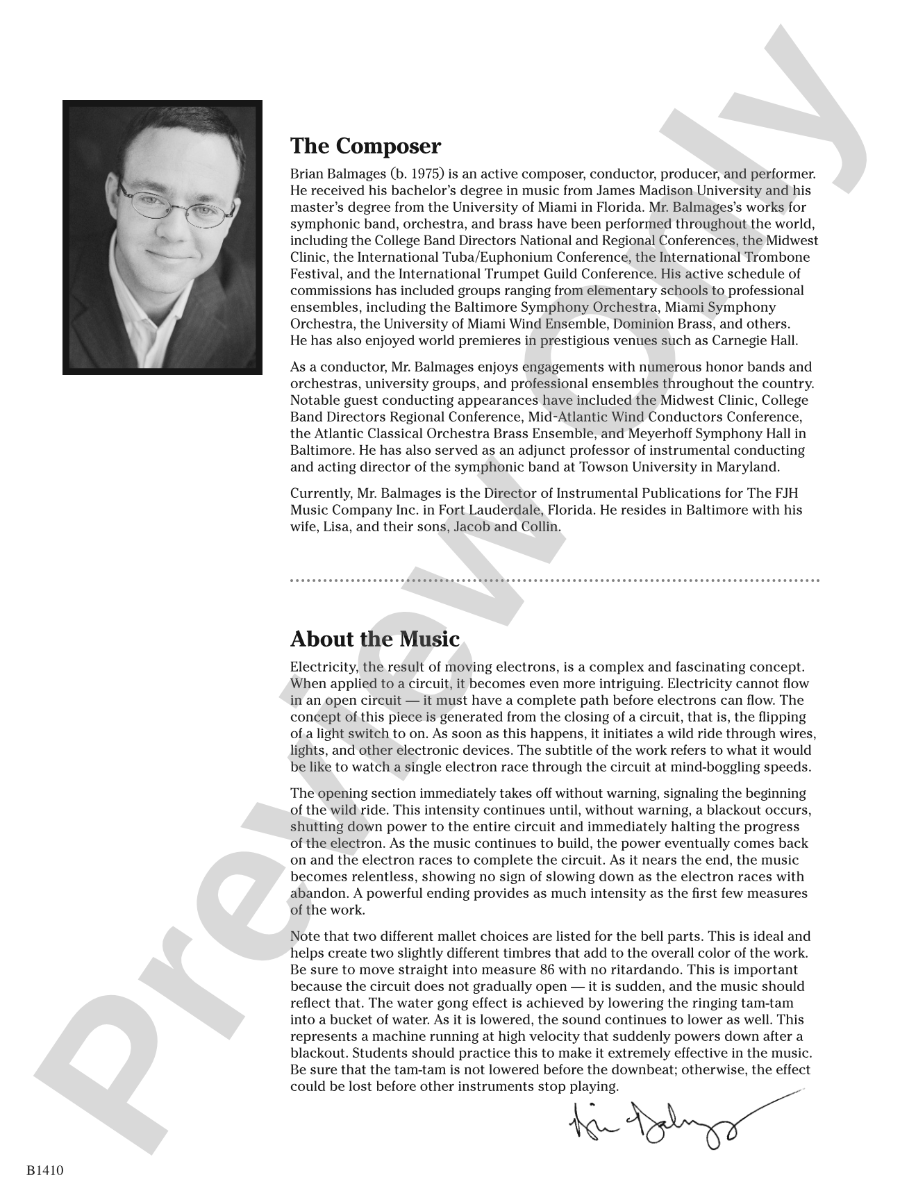 Electricity: Concert Band Conductor Score & Parts