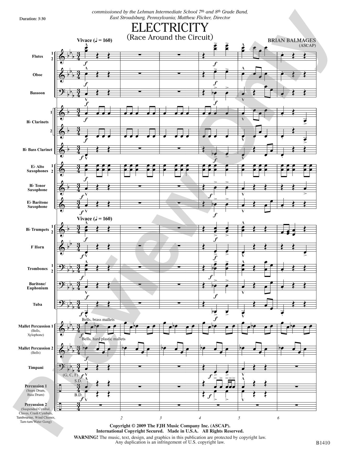 Electricity: Concert Band Conductor Score & Parts