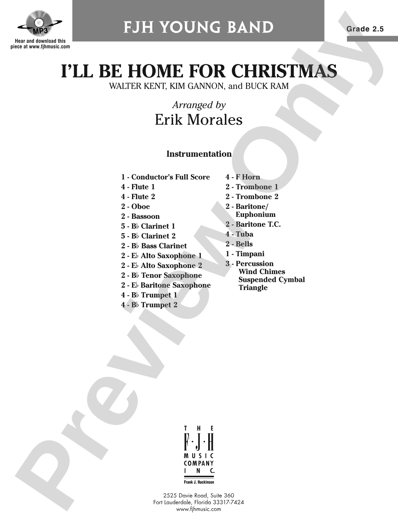 I'll Be Home for Christmas: Score: Concert Band