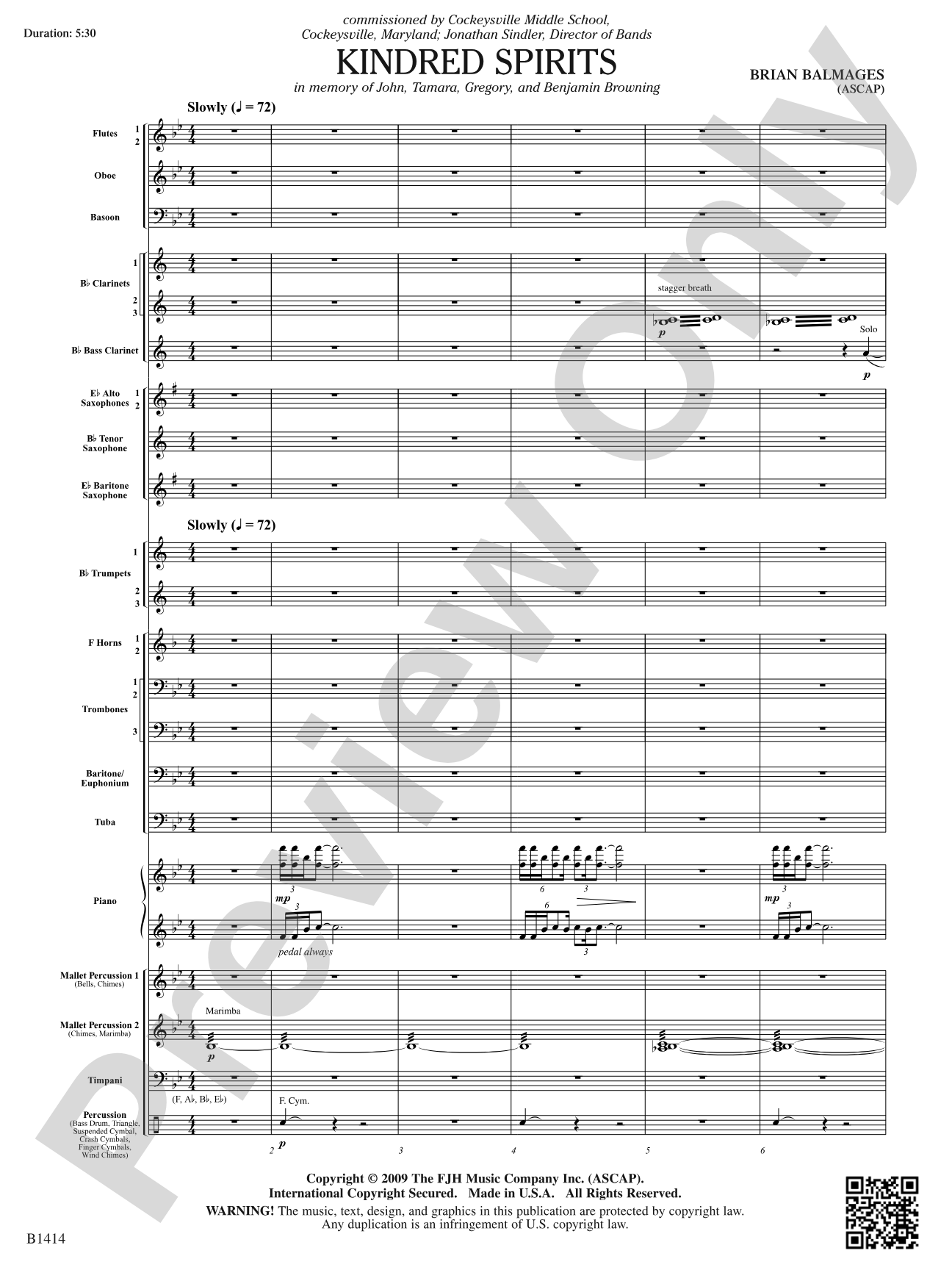 Kindred Spirits: Concert Band Conductor Score & Parts