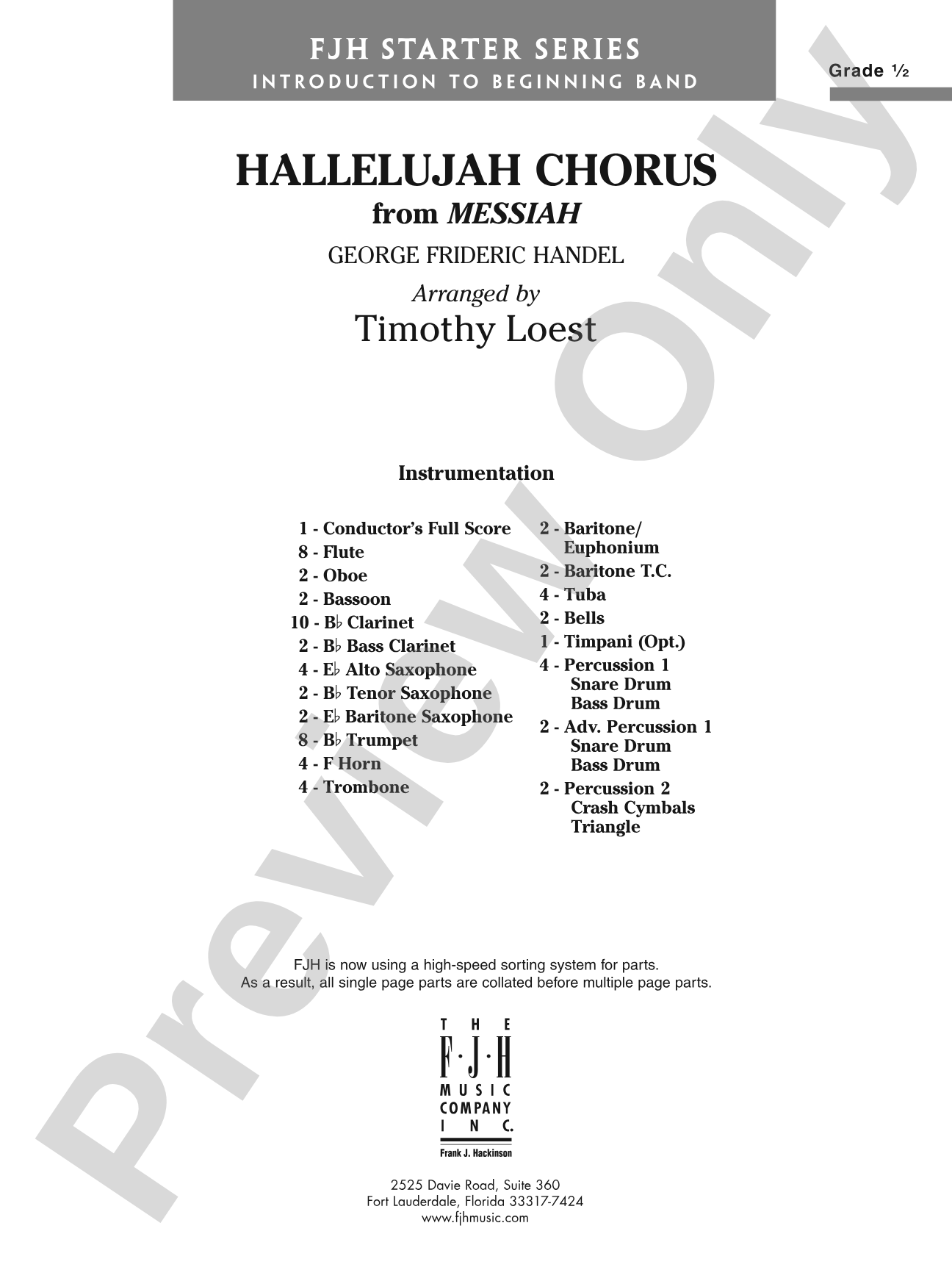 Hallelujah Chorus: Concert Band Conductor Score & Parts