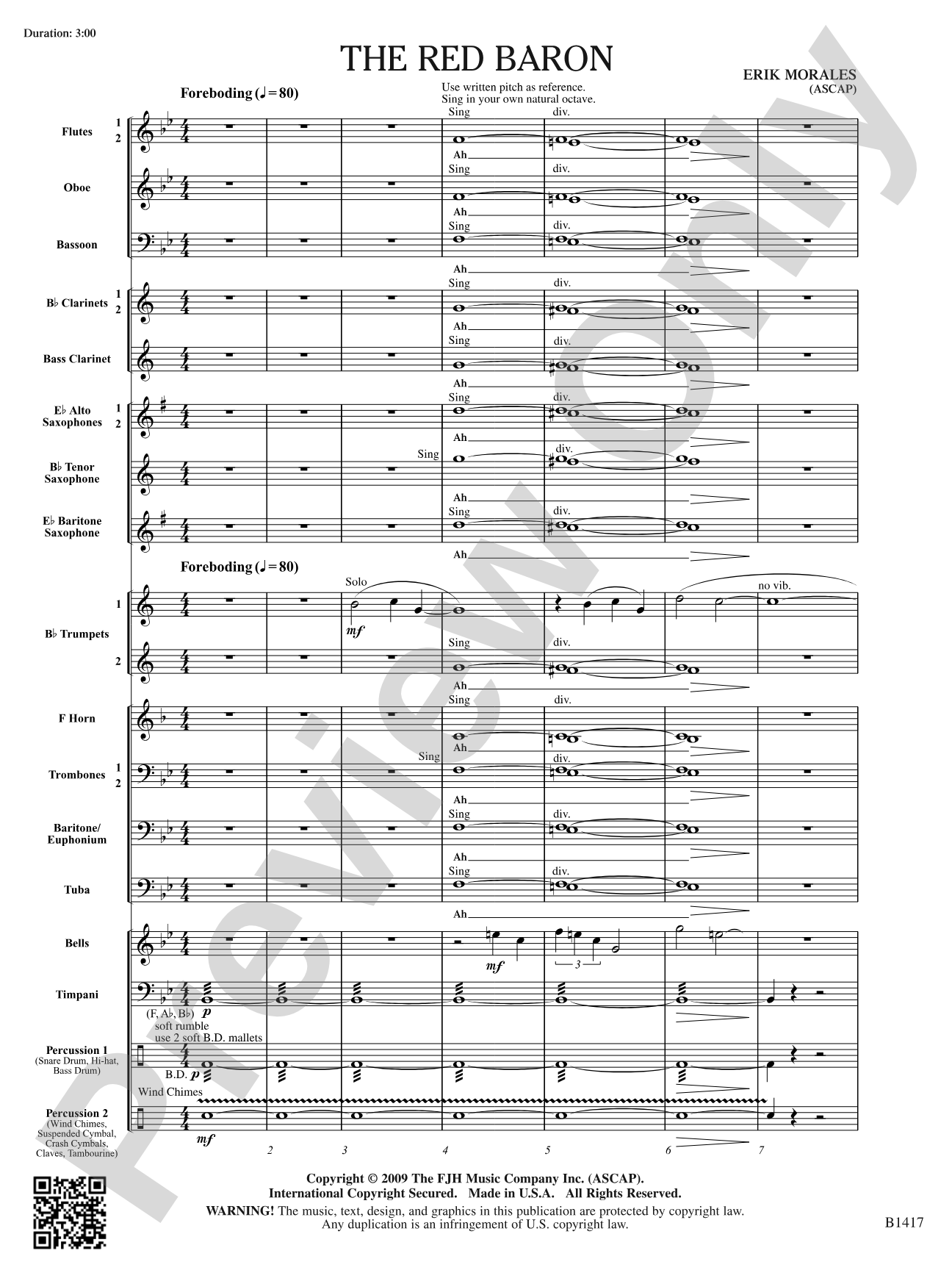 The Red Baron: Concert Band Conductor Score & Parts