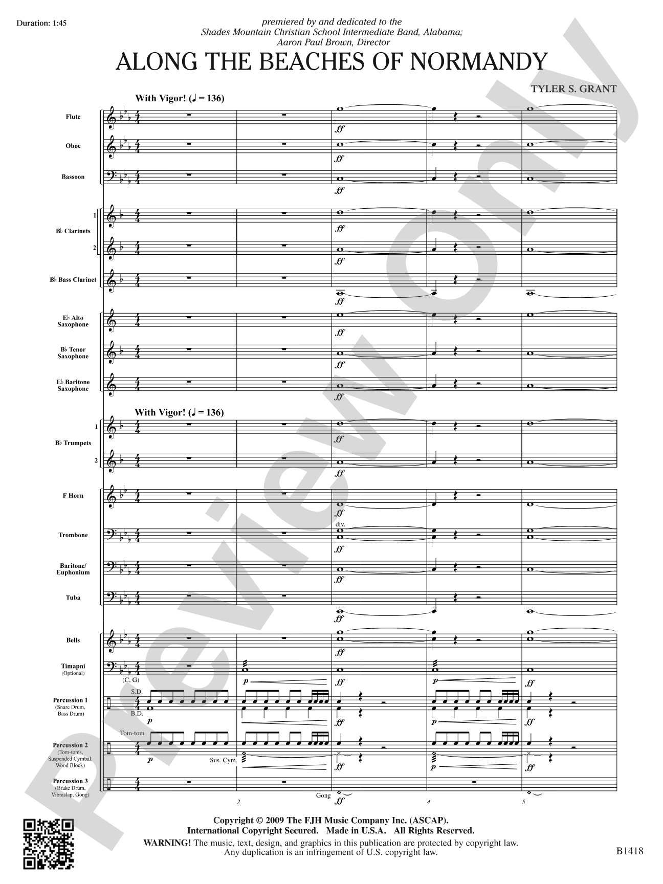 Along the Beaches of Normandy: Concert Band Conductor Score & Parts