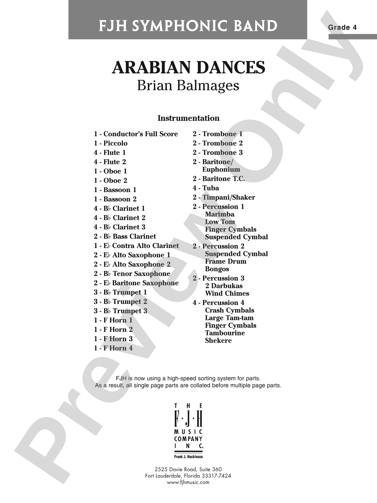 Arabian Dances: Concert Band Conductor Score & Parts