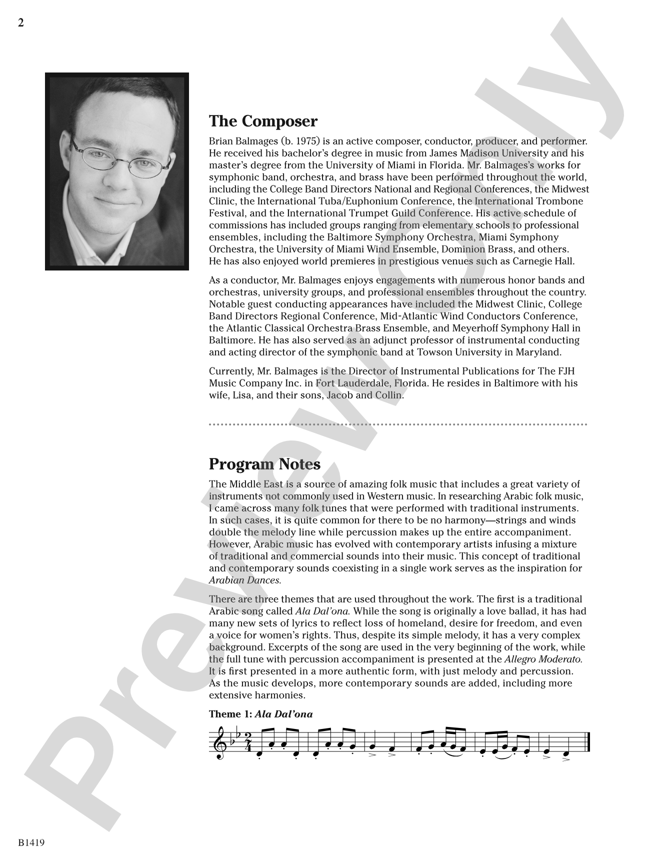 Arabian Dances: Concert Band Conductor Score & Parts