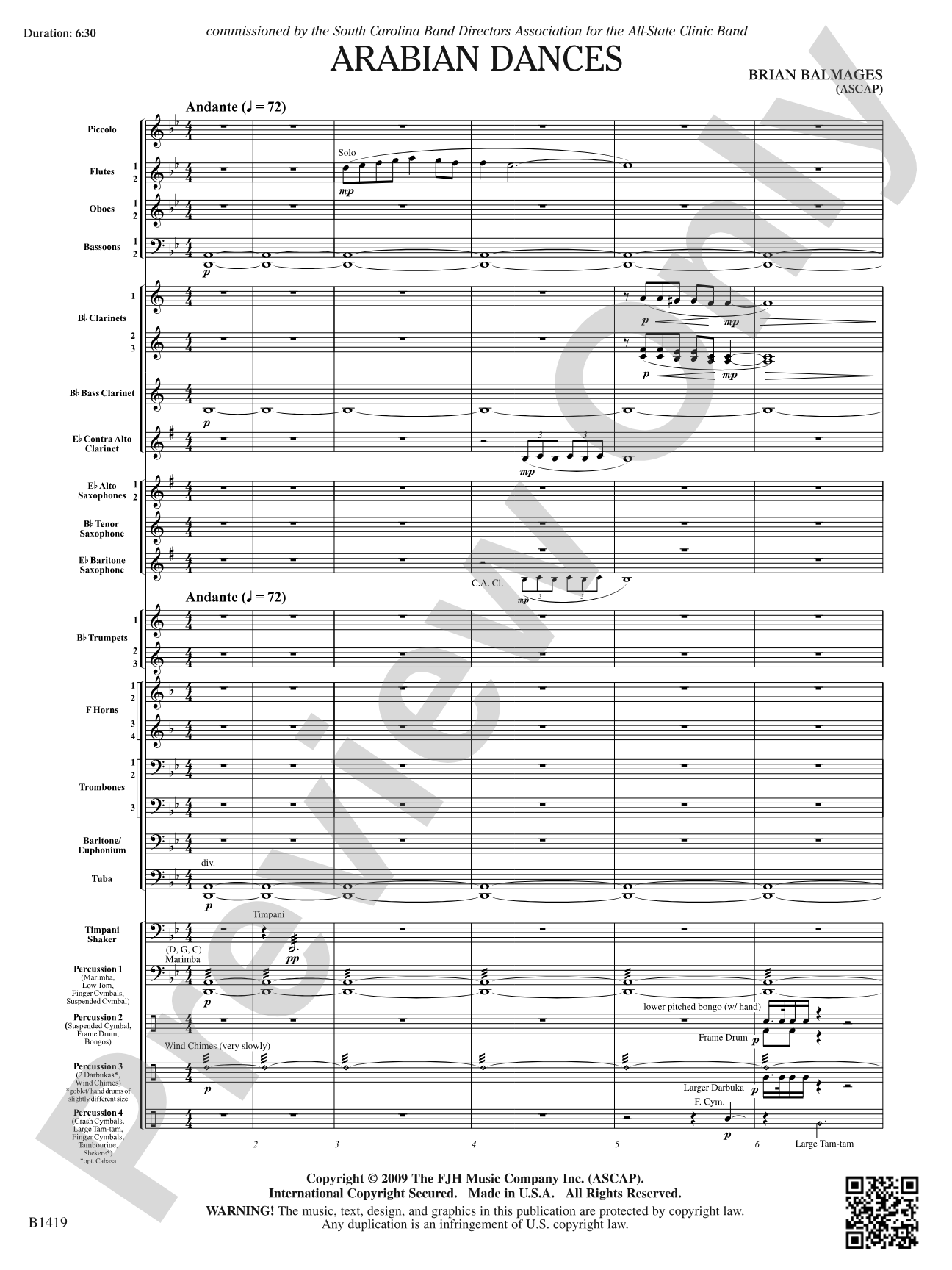 Arabian Dances: Concert Band Conductor Score & Parts