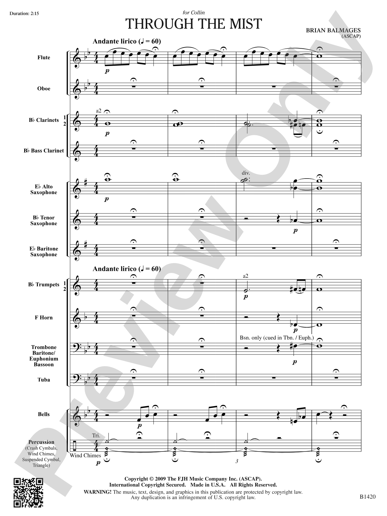 Through the Mist: Concert Band Conductor Score & Parts