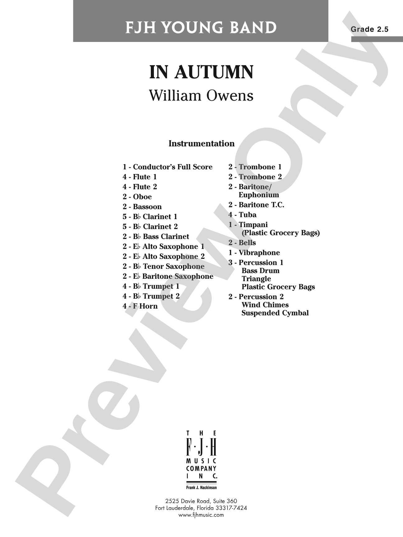 In Autumn: Concert Band Conductor Score & Parts