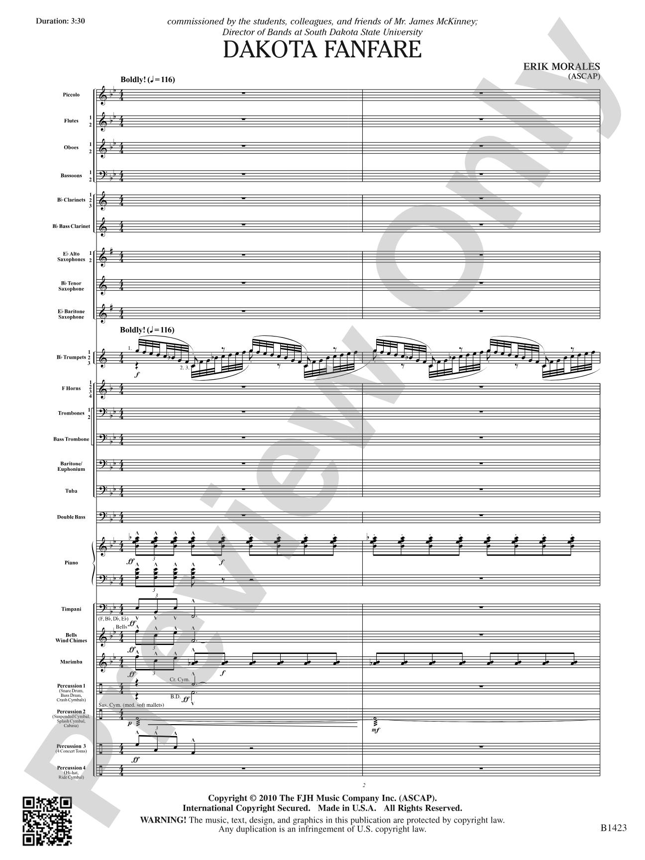 Dakota Fanfare: Concert Band Conductor Score & Parts
