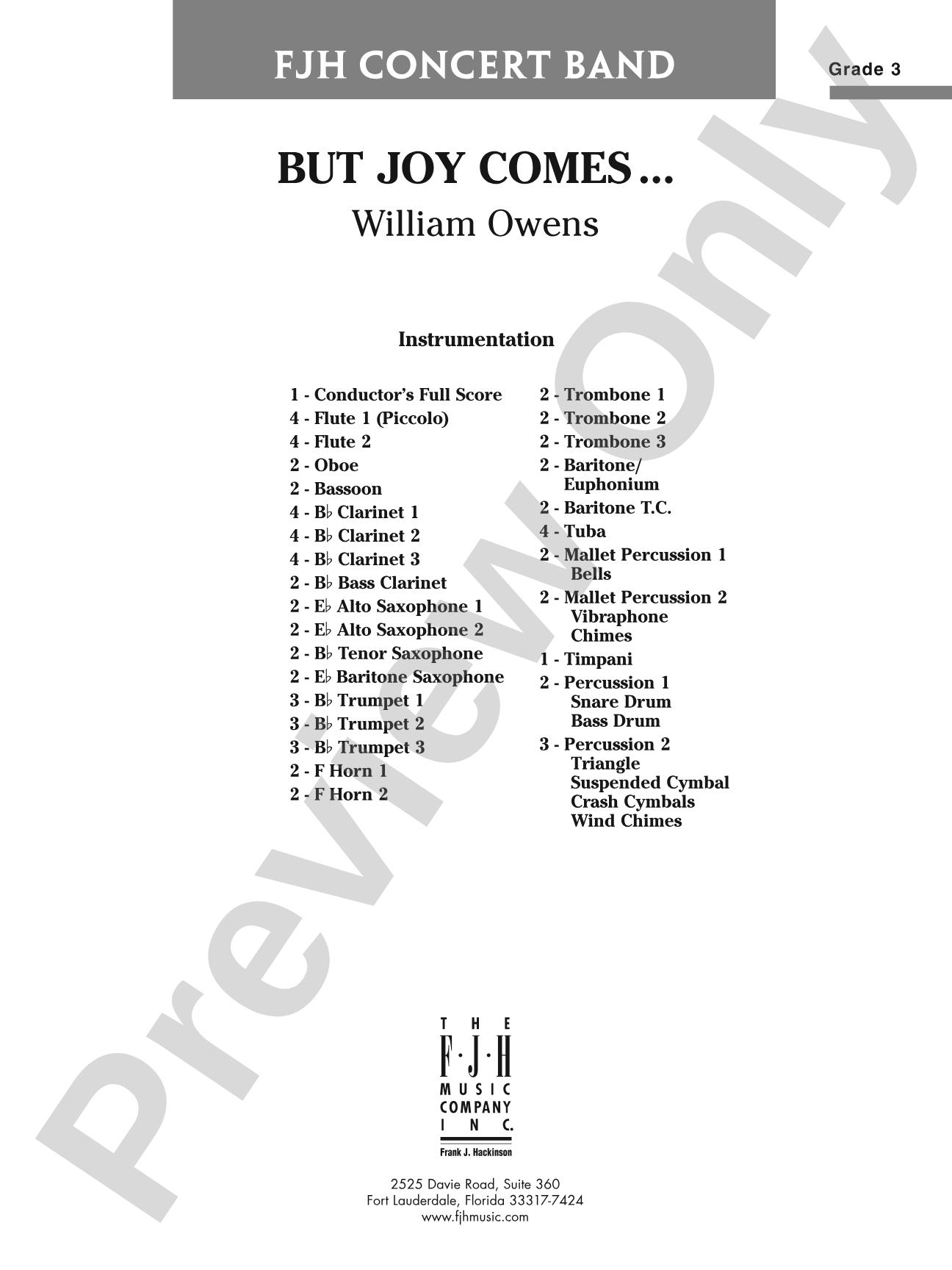 But Joy Comes...: Concert Band Conductor Score & Parts
