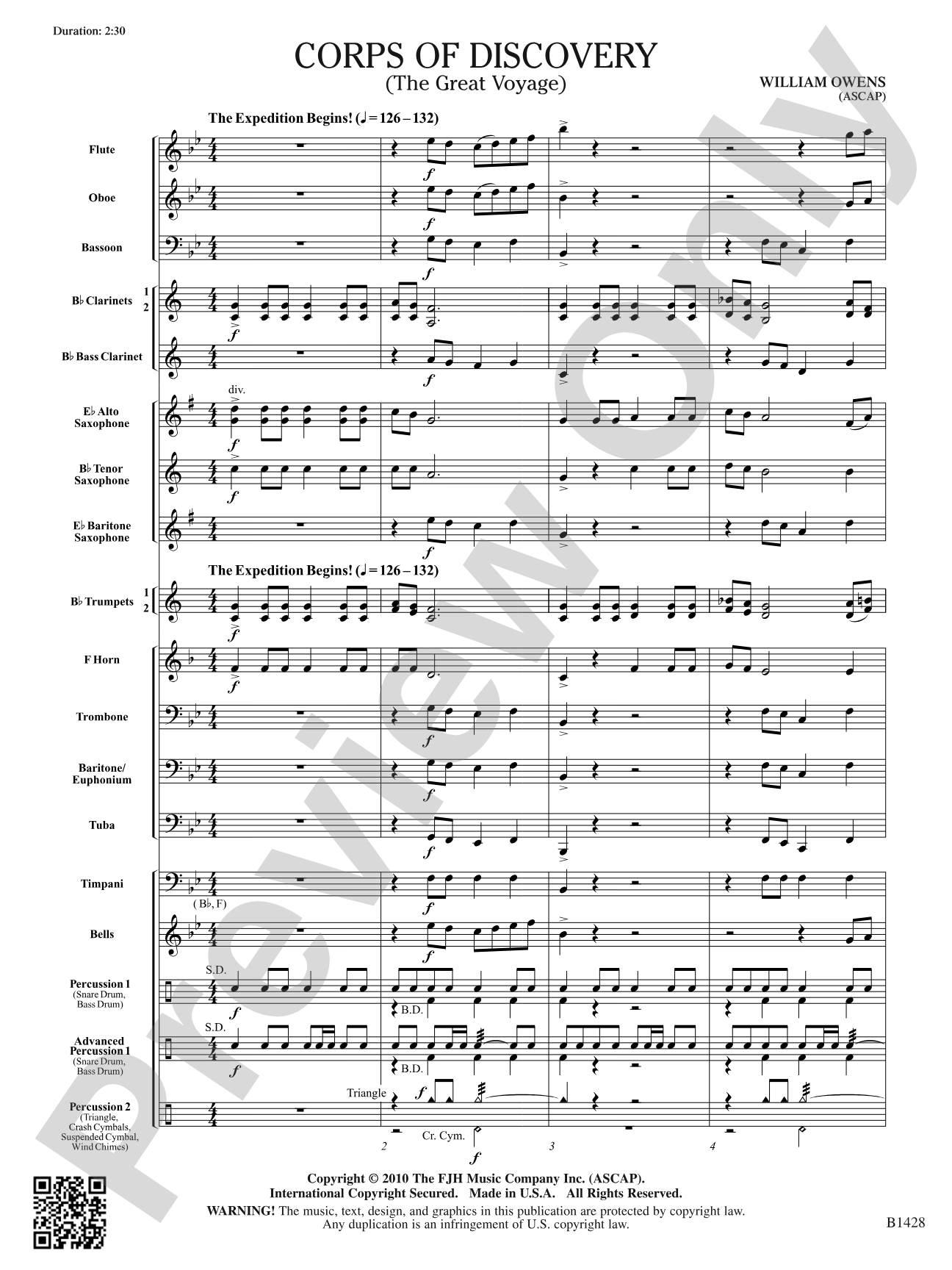 Corps of Discovery (The Great Voyage): Concert Band Conductor Score & Parts