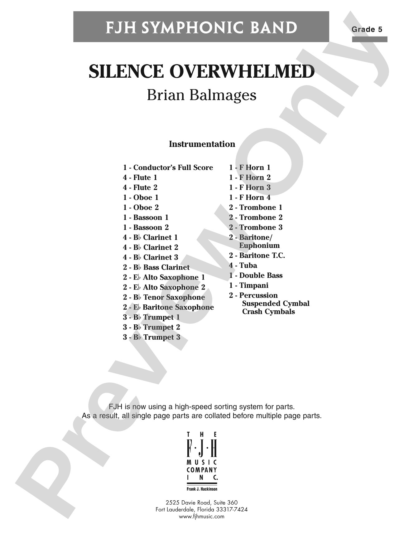 Silence Overwhelmed: Concert Band Conductor Score & Parts