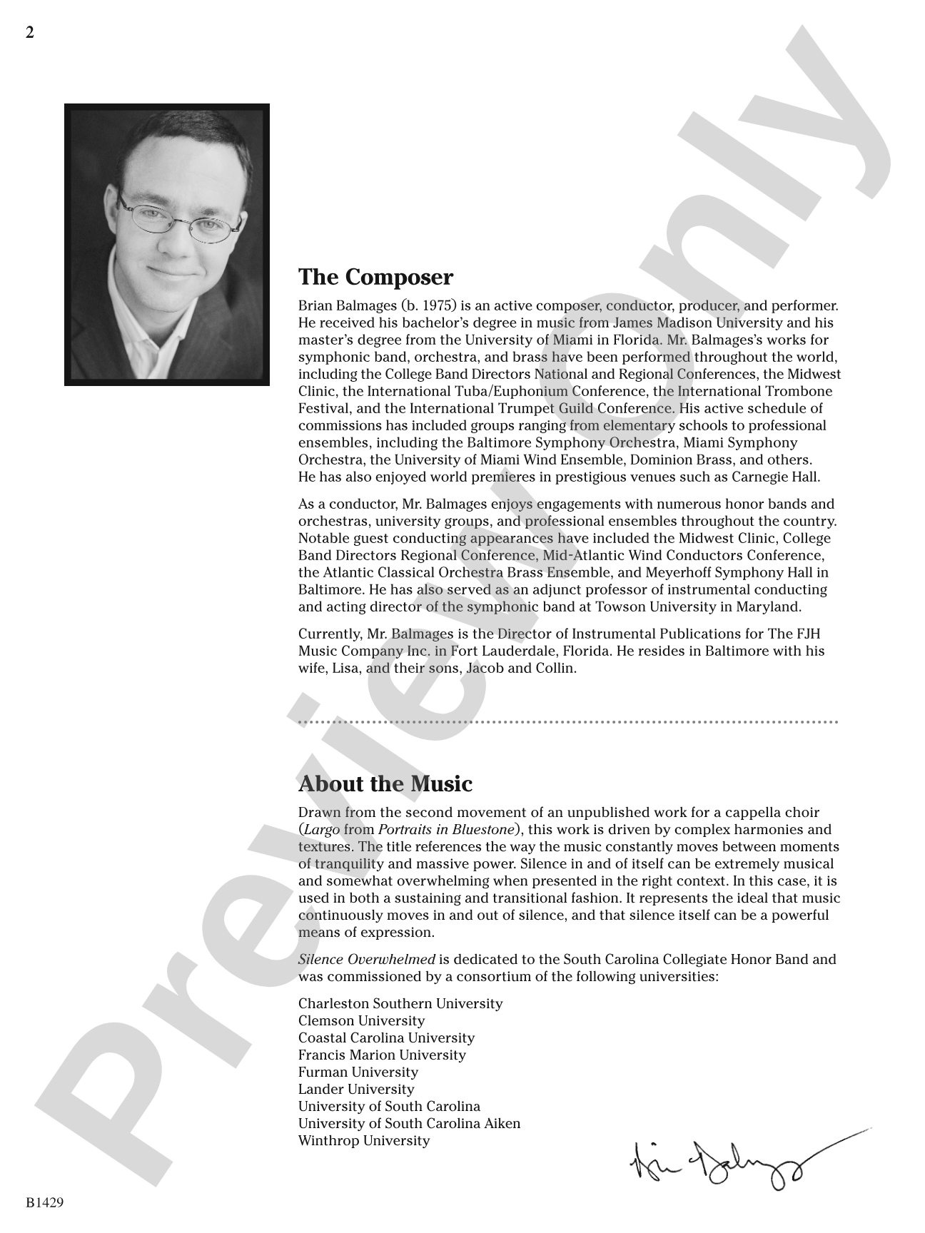 Silence Overwhelmed: Concert Band Conductor Score & Parts