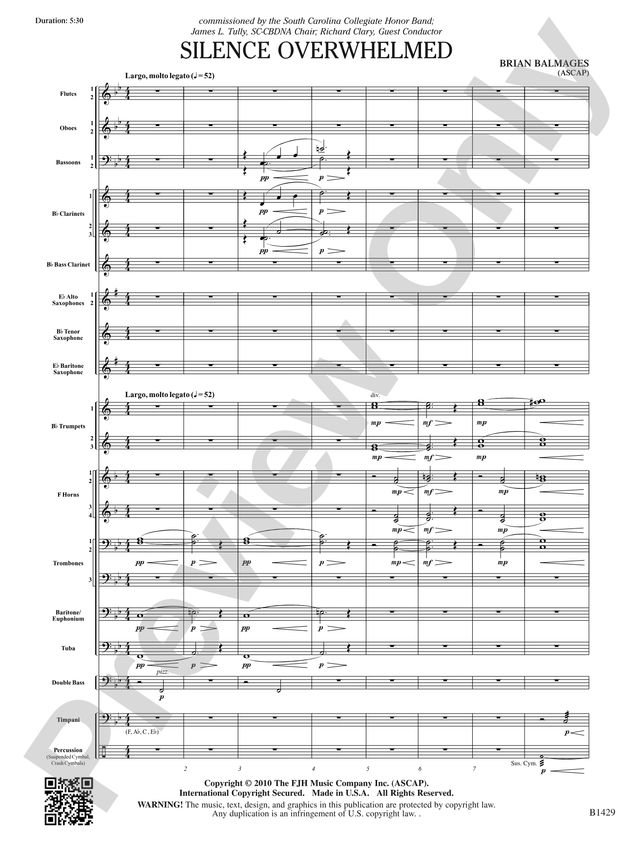 Silence Overwhelmed: Concert Band Conductor Score & Parts