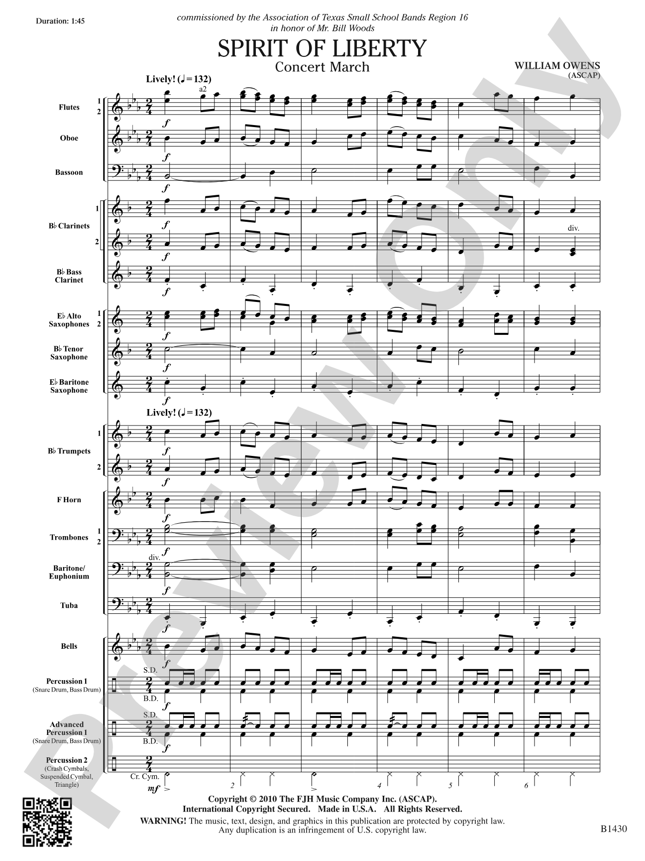 Spirit of Liberty: Concert Band Conductor Score & Parts
