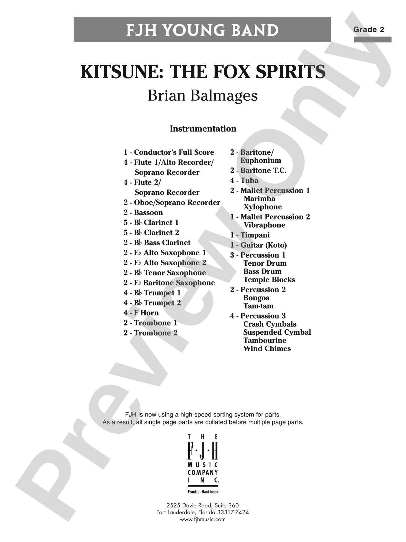 Kitsune: The Fox Spirits: Concert Band Conductor Score & Parts
